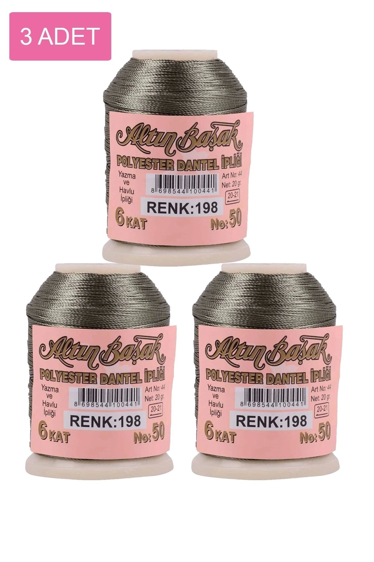PRATİKOBA 3 Adet Altınbaşak Oya ve Dantel İpi 20 gr - Royaleks - No: 198