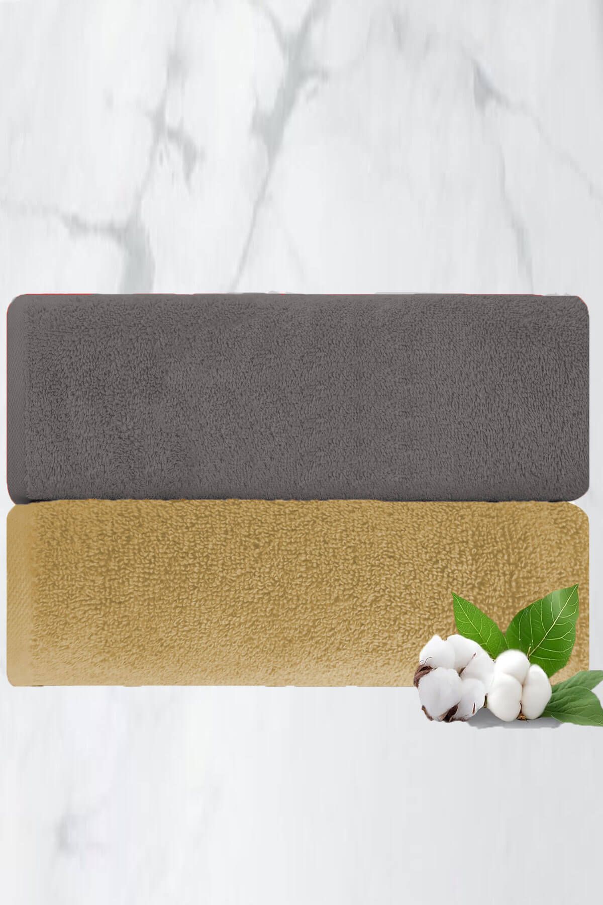 Mira Home 2 li Lüks El Yüz Havlu Seti 50x90 Cm %100 Pamuklu Gramajlı Bejra