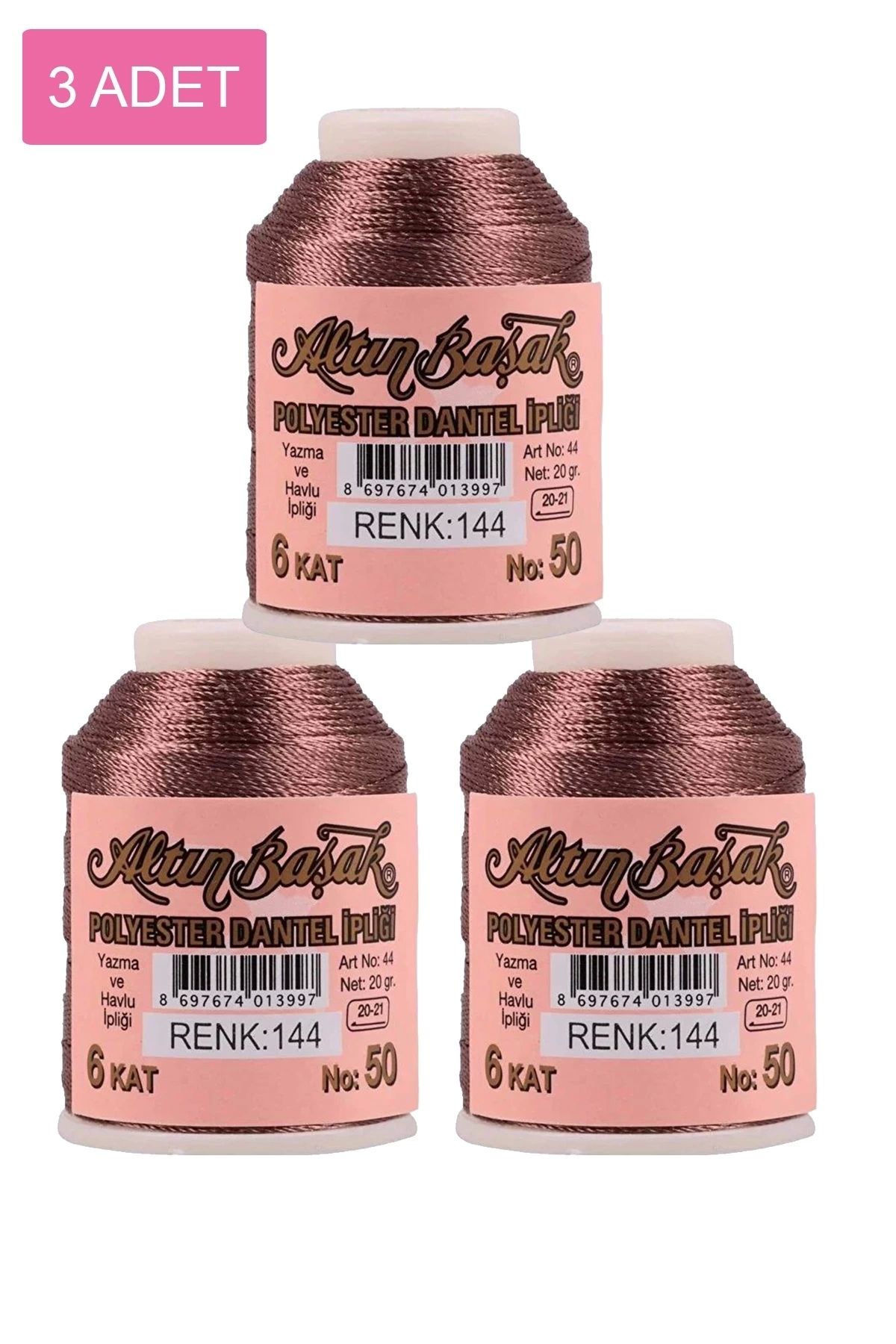 PRATİKOBA 3 Adet Altınbaşak Oya ve Dantel İpi 20 gr - Royaleks - No: 144