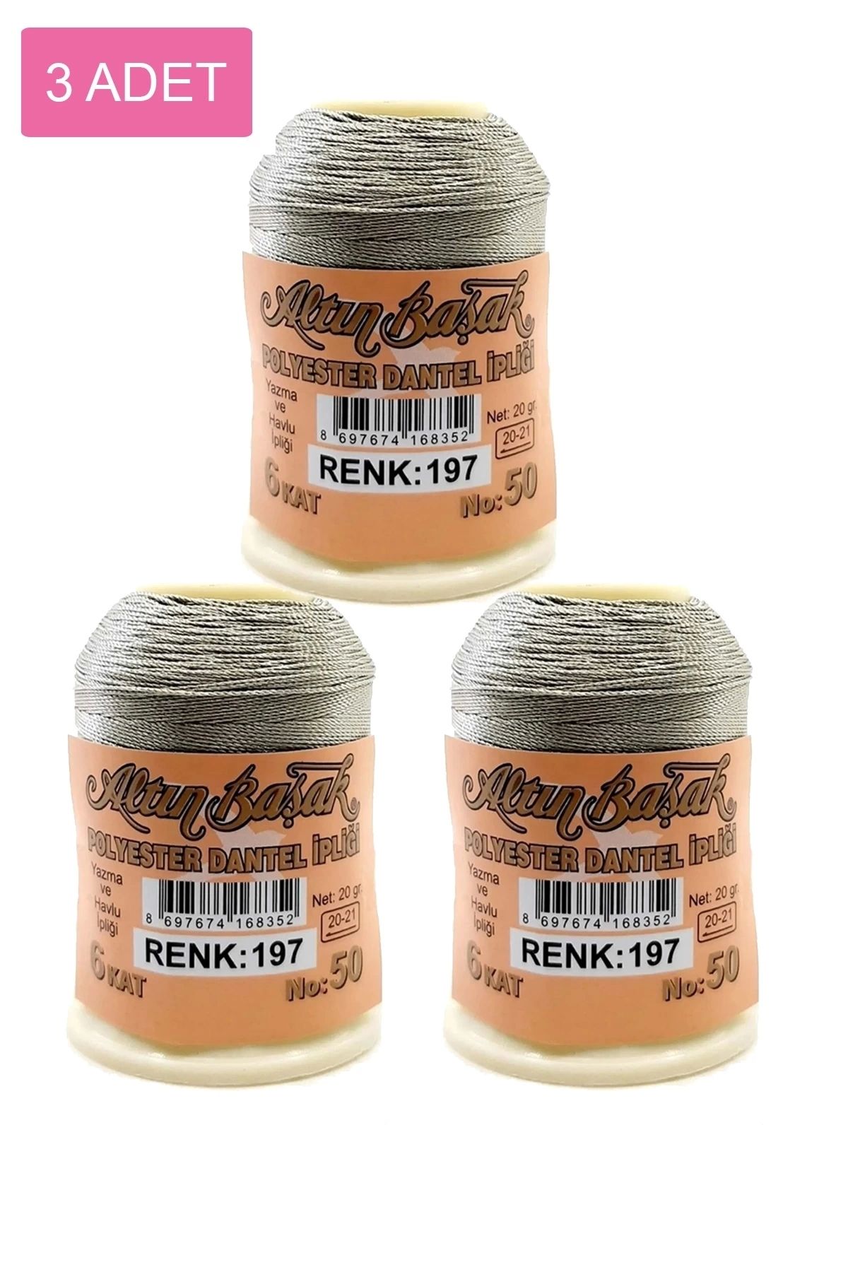 PRATİKOBA 3 Adet Altınbaşak Oya ve Dantel İpi 20 gr - Royaleks - No: 197