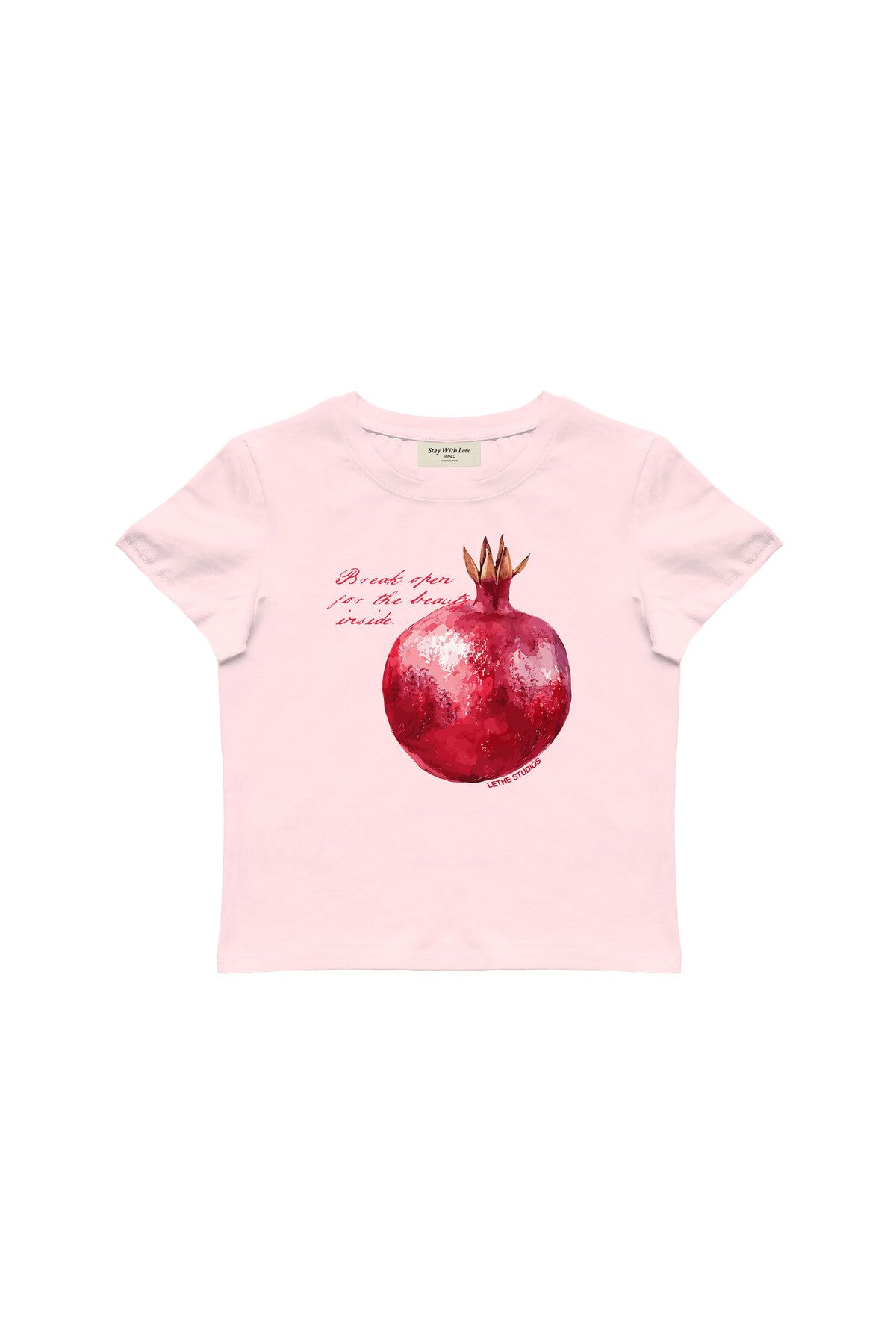 lethestudios Pomegranate Baskılı, Meyve Desenli Baby Tee Crop Top