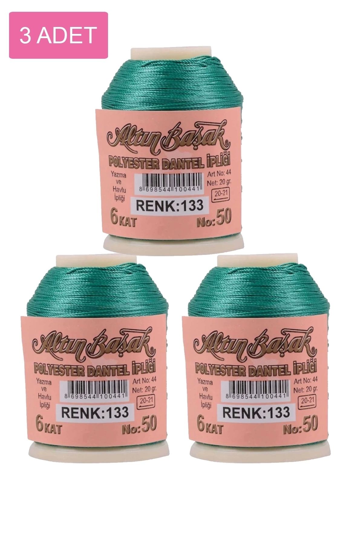 PRATİKOBA 3 Adet Altınbaşak Oya ve Dantel İpi 20 gr - Royaleks - No: 133