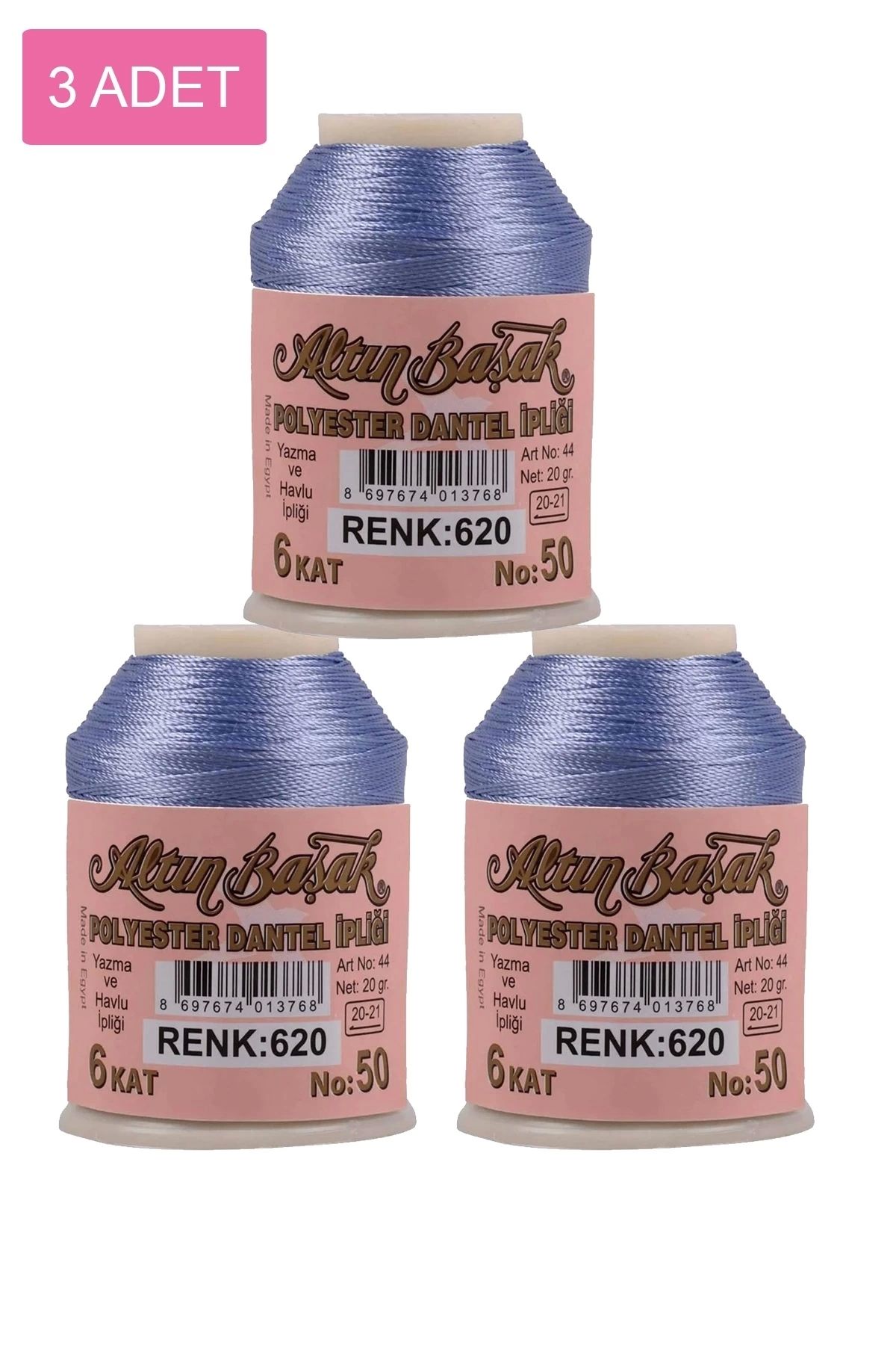 PRATİKOBA 3 Adet Altınbaşak Oya ve Dantel İpi 20 gr - Royaleks - No: 620
