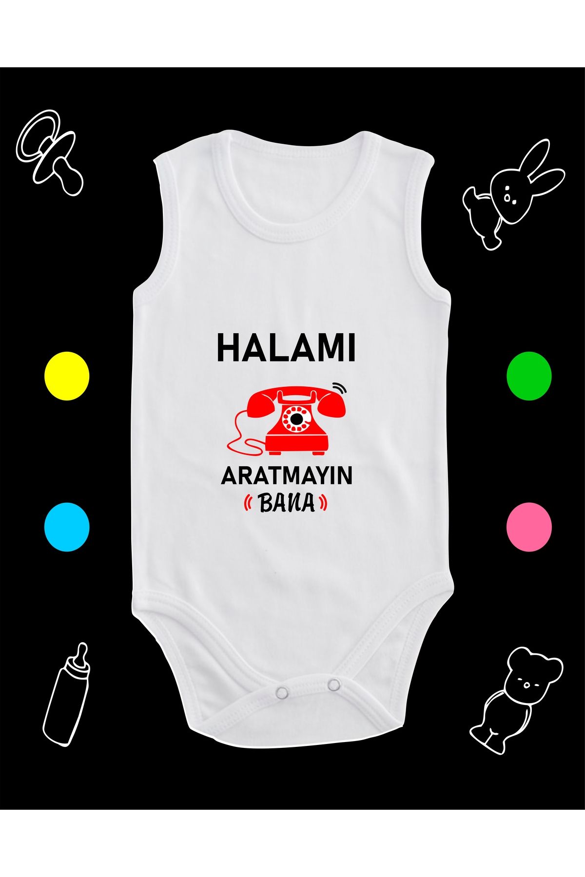 enmalife Pamuklu Halamı Aratmayın Nostalji Telefon Baskılı Penye Bebek Body Çıtçıtlı Badi Zıbın HABES121