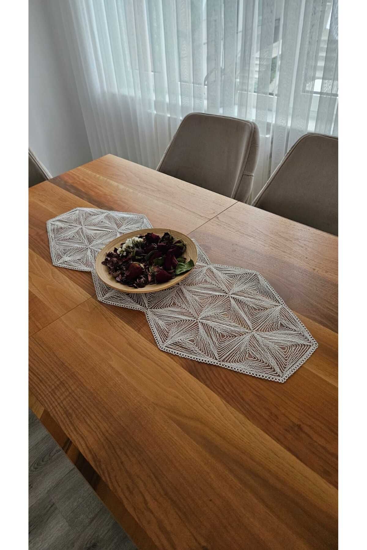 ZESA HOME Tül Güpürlü Desnli Şık Renk Renk Runner