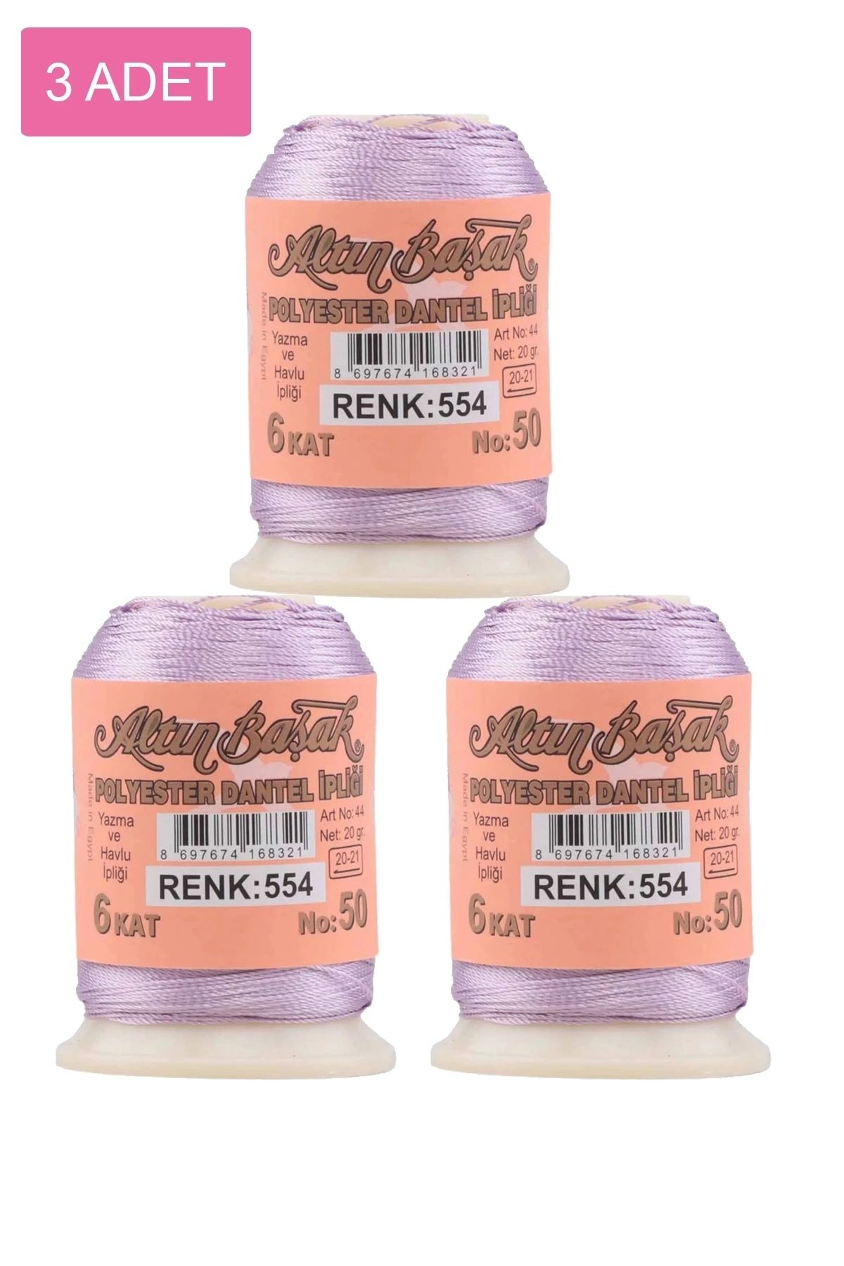 PRATİKOBA 3 Adet Altınbaşak Oya ve Dantel İpi 20 gr - Royaleks - No: 554