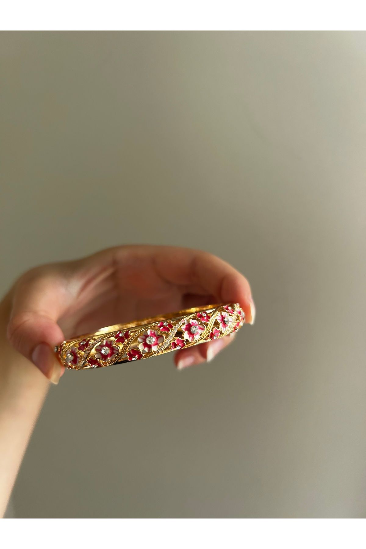 Vadısh store flora mineli özel tasarım vintage gold bilezik