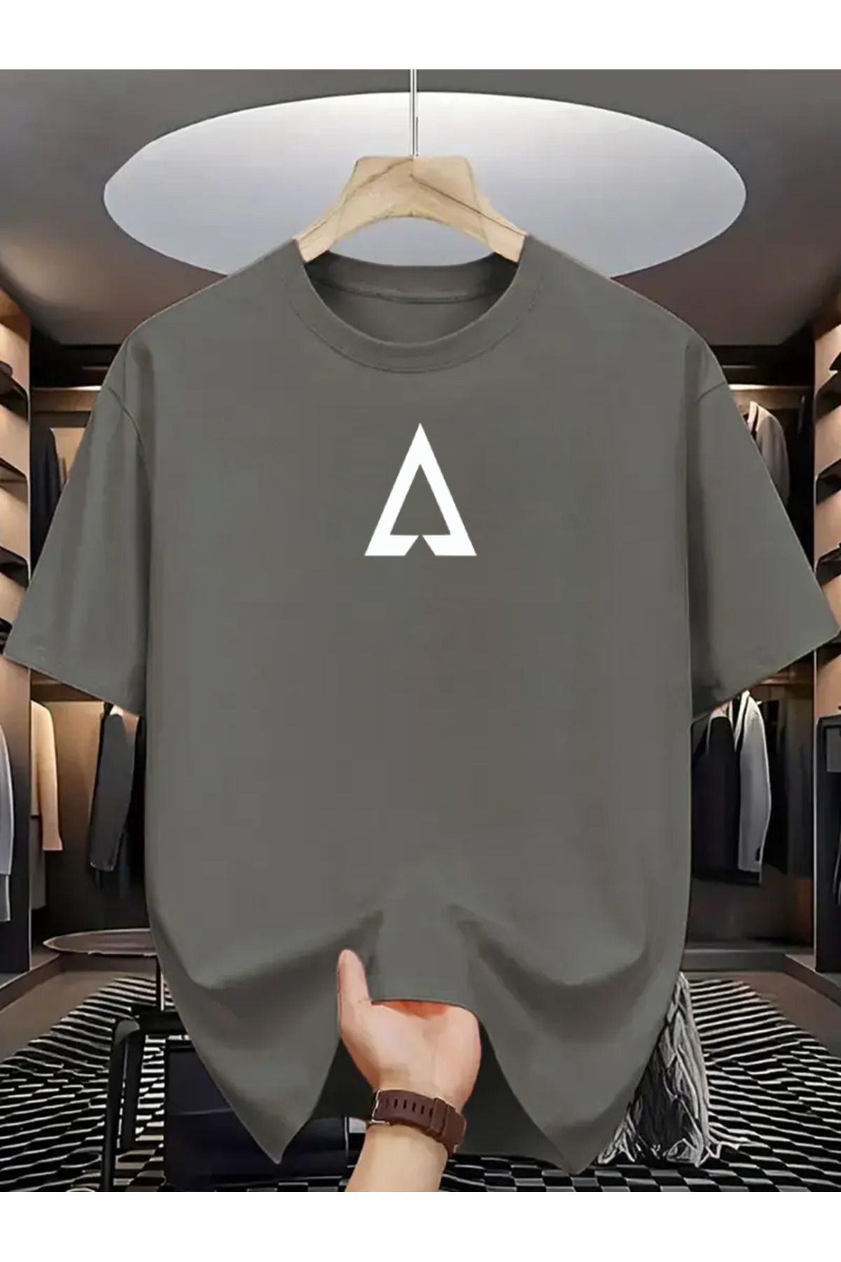 aynewmoda Üçgen Baskılı - Unisex Oversized T-shirt