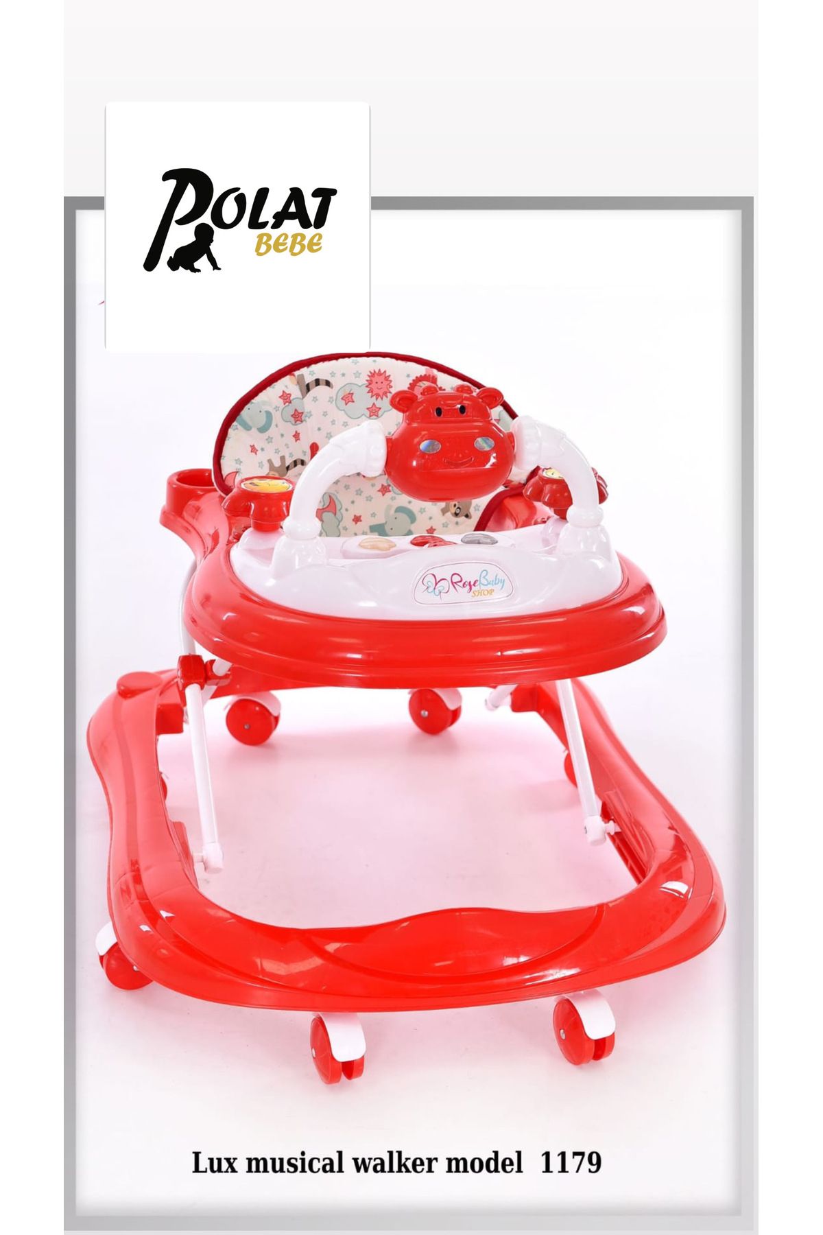 Rose Lüx Oyuncaklı Müzikli 3 Kademeli Örümcek Bebek Yürüteci