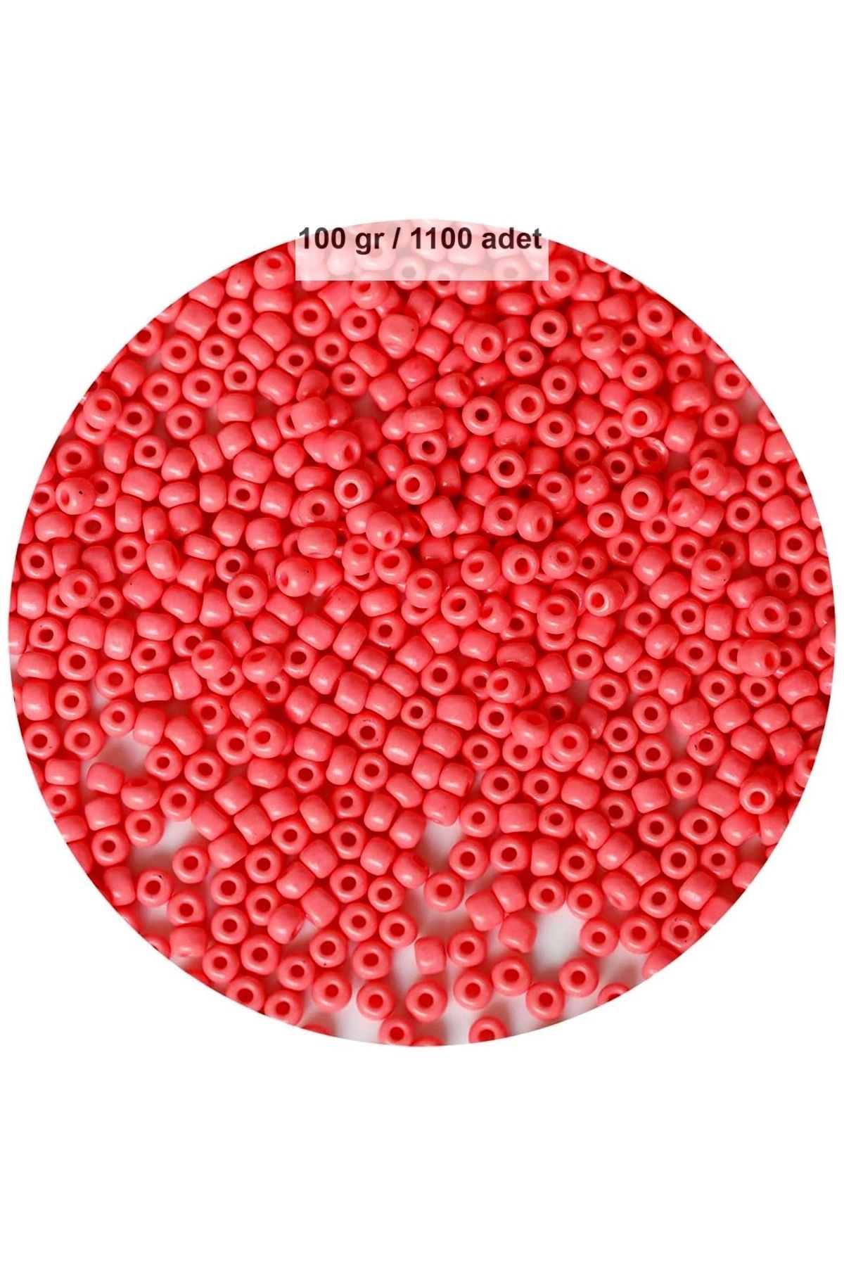 PRATİKOBA Karpuz Pembesi Renk 4 mm Yaklaşık 1100 adet / 100 gram Cam Boncuk Oya Yazma Bileklik ve Kolye
