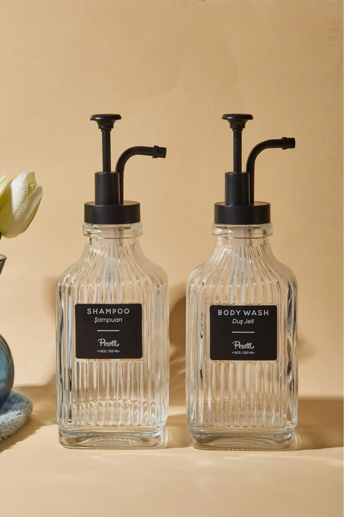 CENGİZ ÇEYİZ PEDRO Black 2'li 500 ml Cam Sıvı Sabunluk PER16970