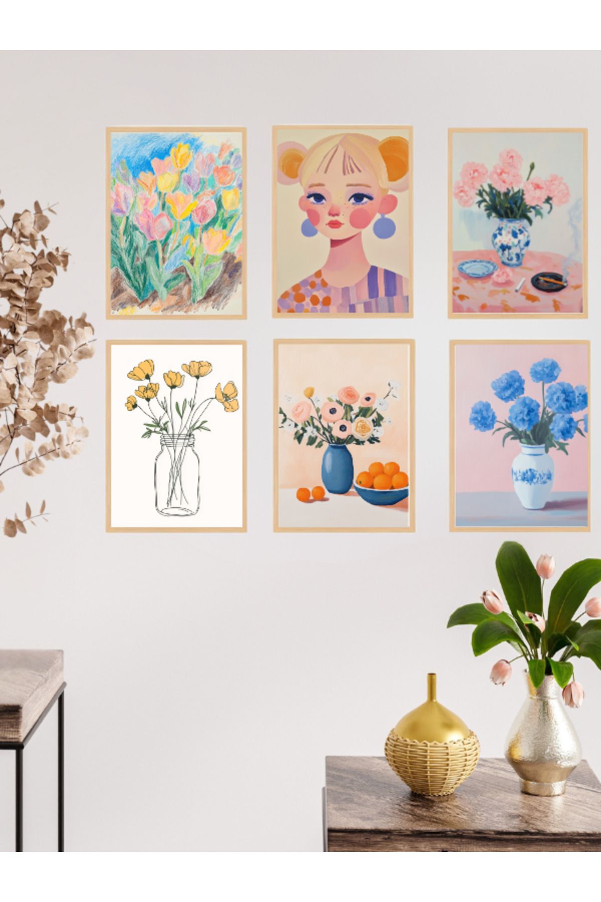 Tuba Decor 6 Parça Çerçeve Görünümlü MDF Tablo Seti