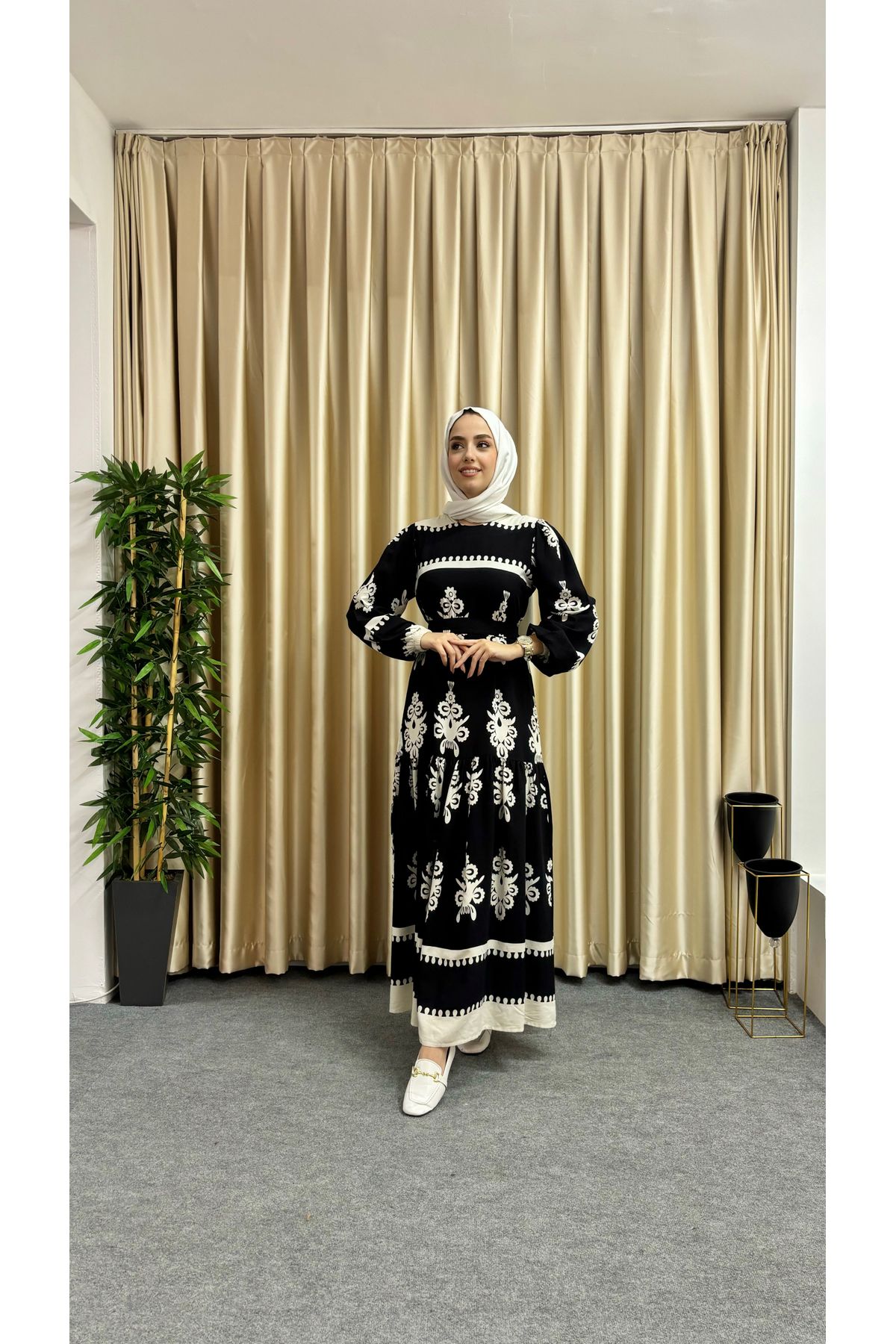 ÖYKÜM MODA Büzgülü tesettür elbise