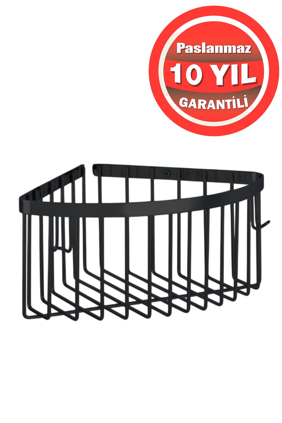 ÇELİK BANYO Paslanmaz Pirinç Mat Siyah Tekli Derin 19x19 cm Şampuanlık Banyo Rafı