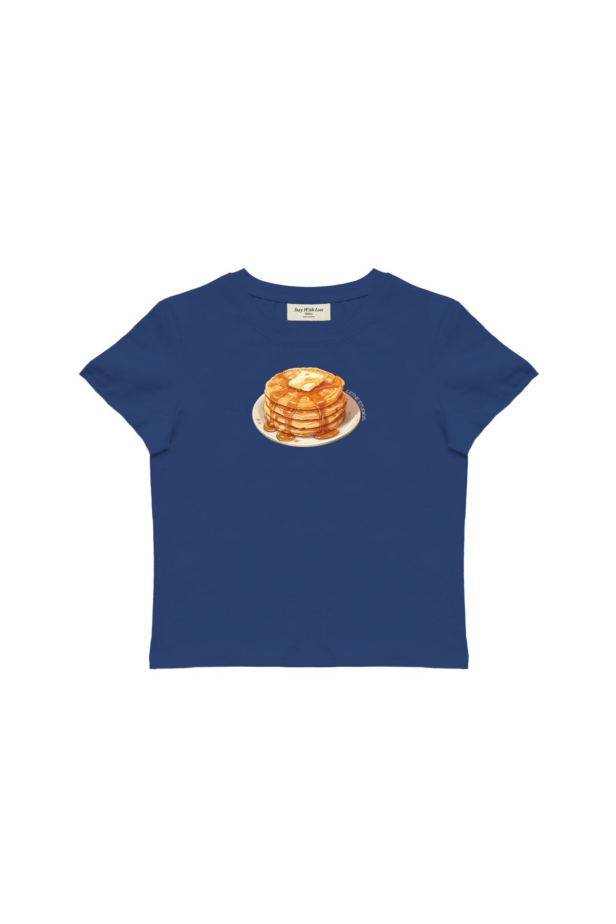 lethestudios Waffle Baskılı Baby Tee Crop Top