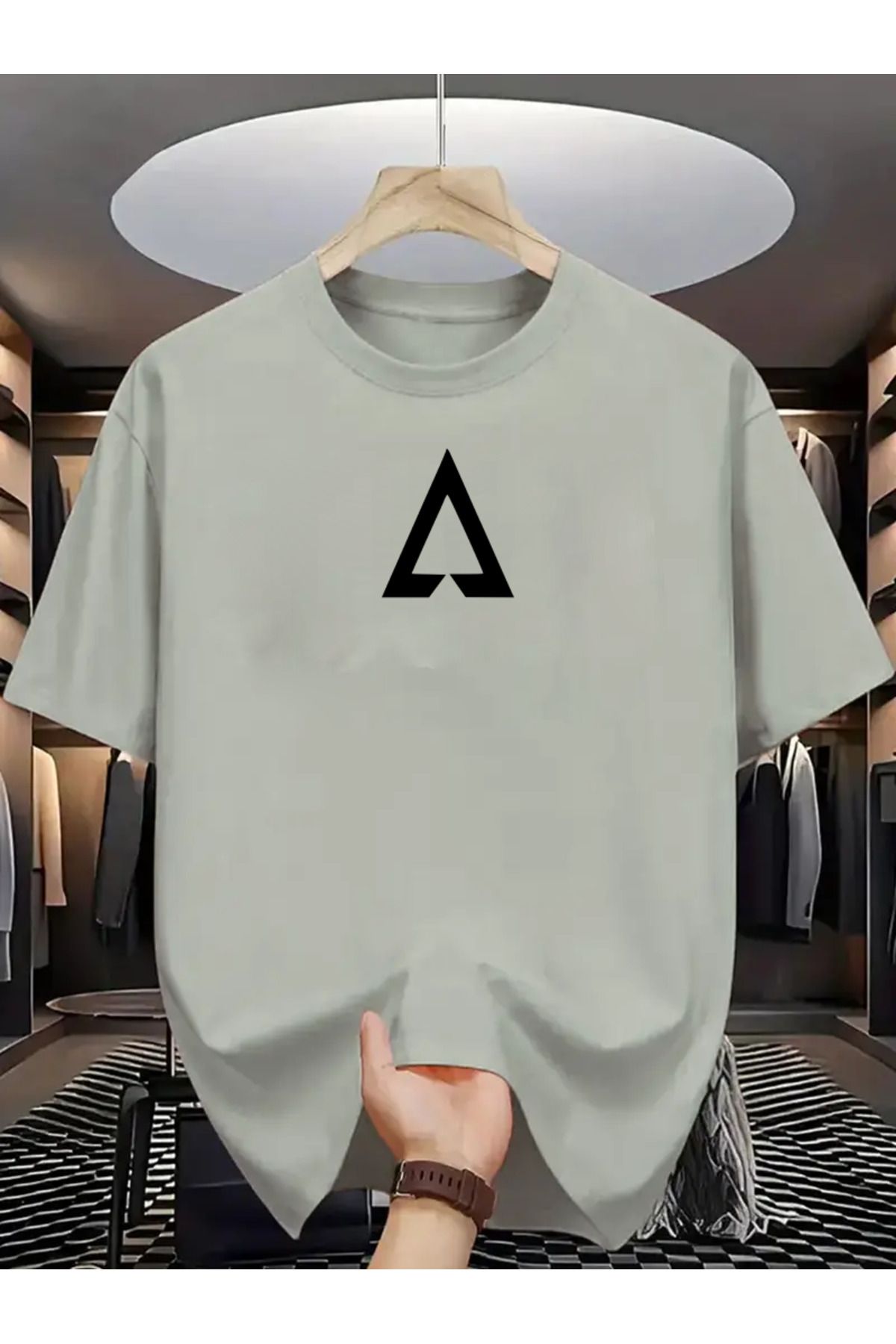 aynewmoda Üçgen Baskılı - Unisex Oversized T-shirt