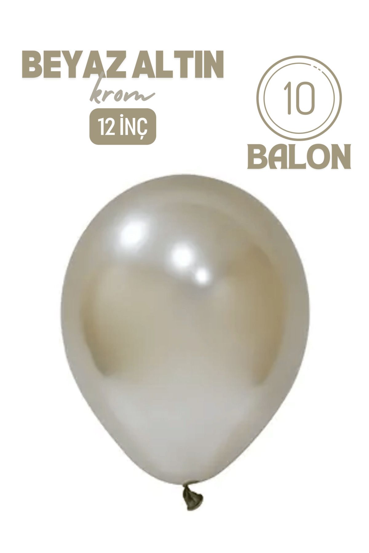 Mielibon 10’lu Krom Beyaz Altın Balon | 12 inç Parlak Açık Altın Tonu | Nişan, Düğün, Parti Süsleme