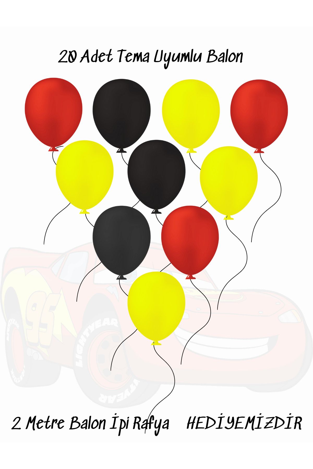snowparty Cars Şimşek Mcqueen Tema Uyumlu Doğum Günü Parti Balonu