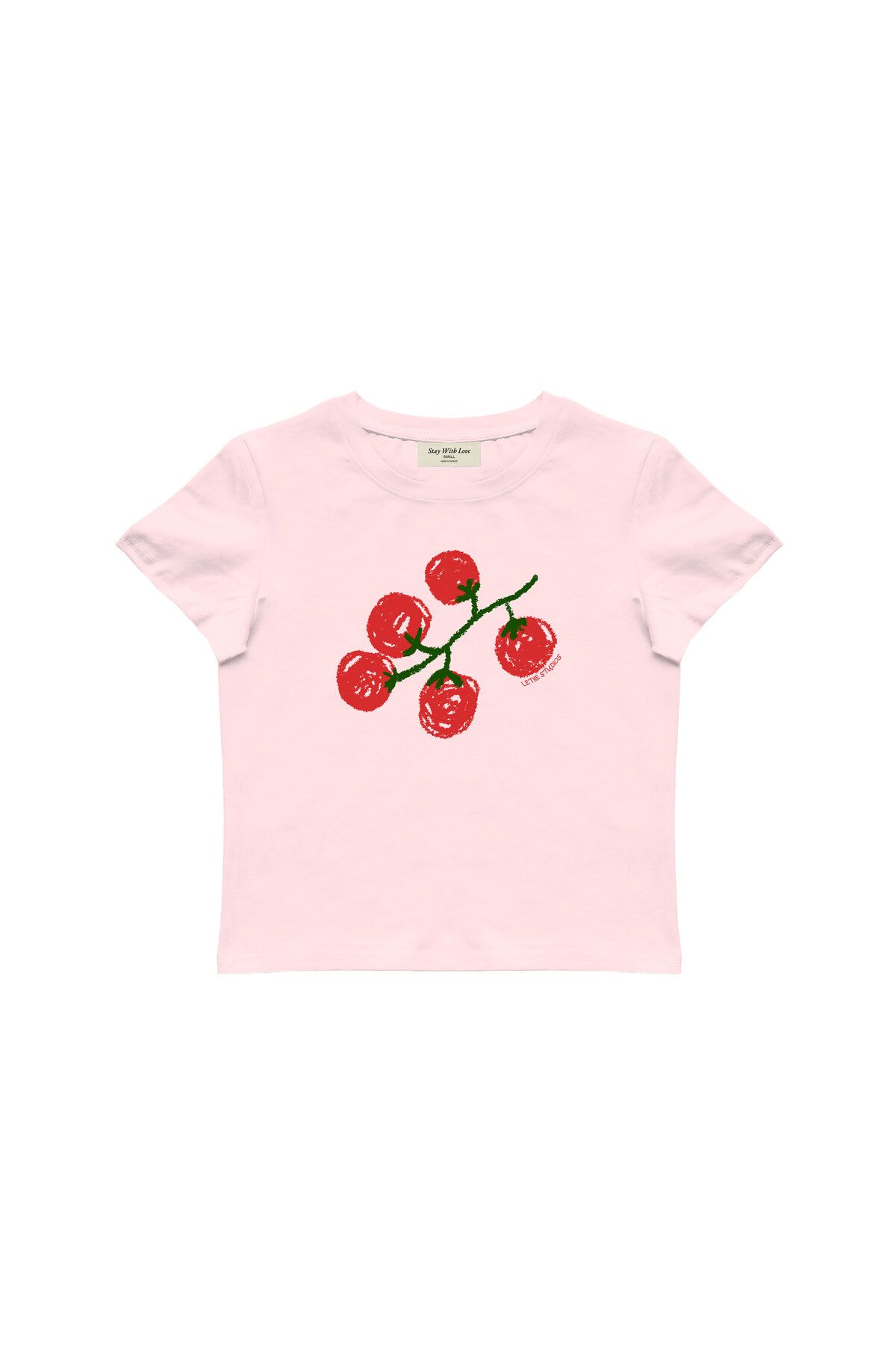 lethestudios Tomatoes Baskılı, Meyve Desenli Baby Tee Crop Top