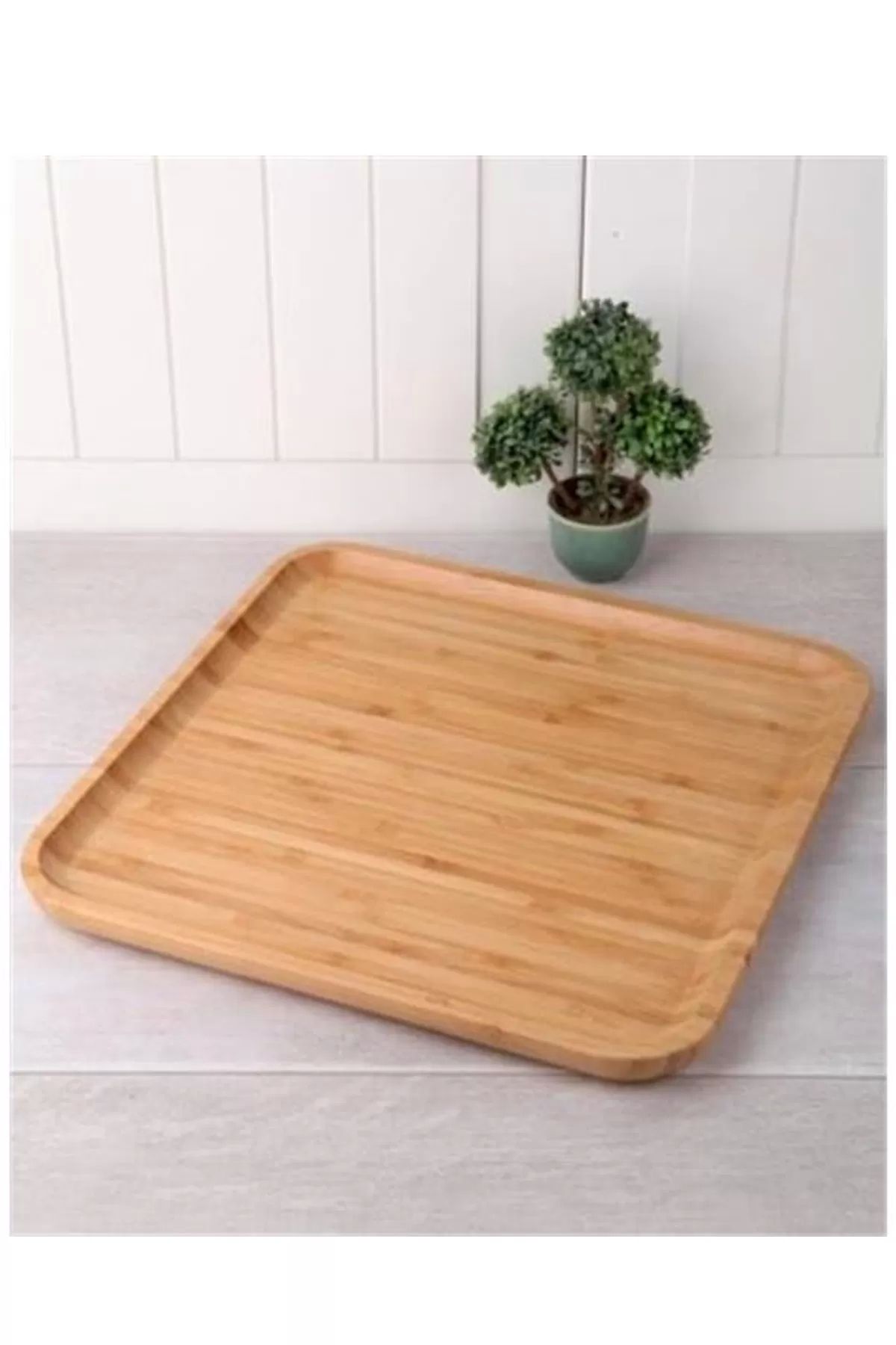 PRATİKOBA Bambu Kare Sunum Tabağı 30cm Royaleks-KR3030