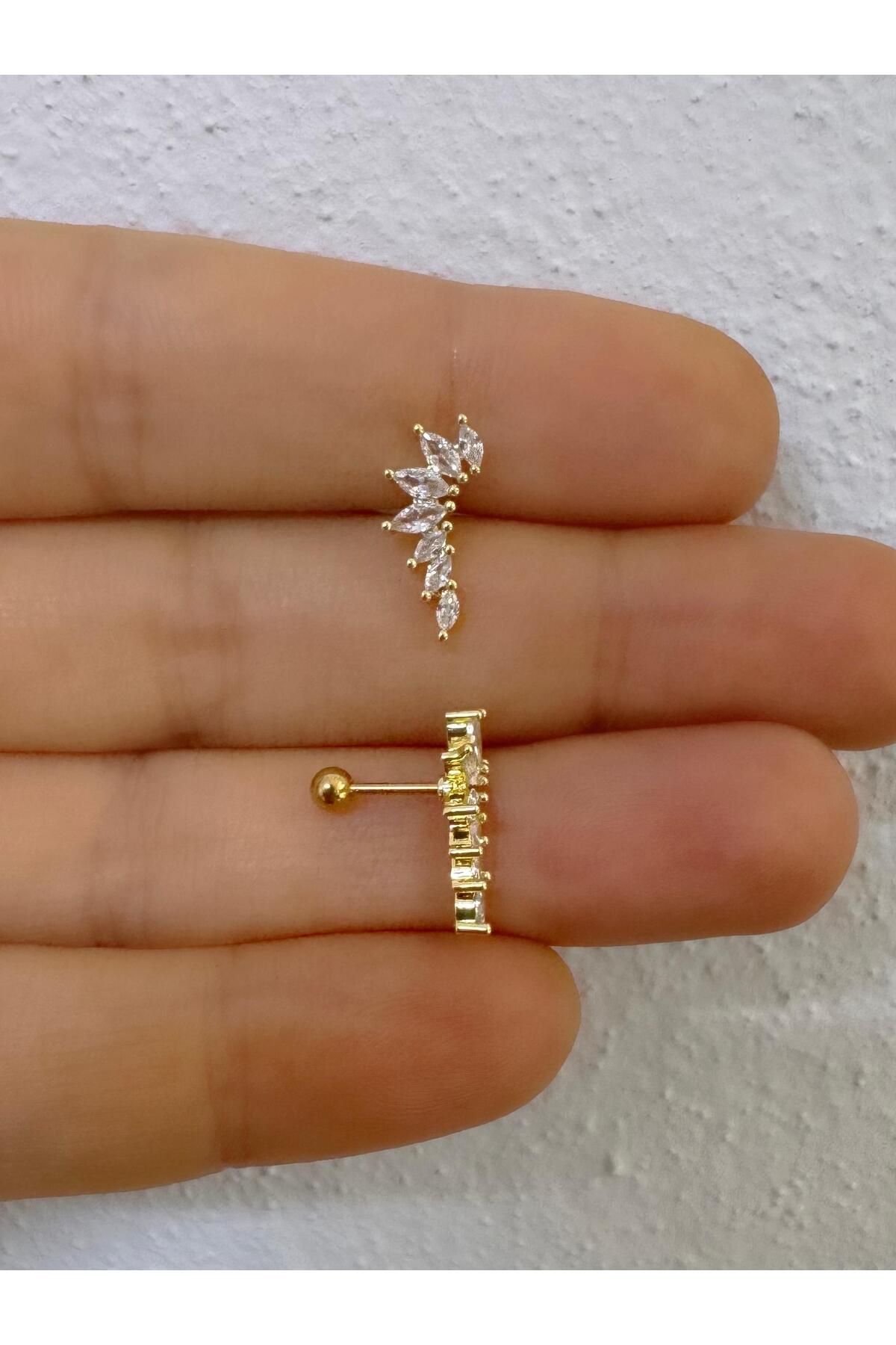 Arescollection 1 ADET ZİRKON TAŞLI KIKIRDAK HELİX UYUMLU PİERCİNG