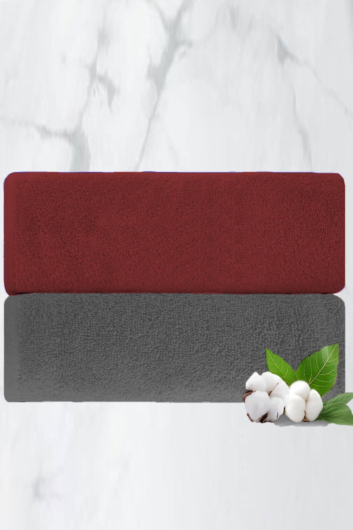 Mira Home 2 li Lüks El Yüz Havlu Seti 50x90 Cm %100 Pamuklu Gramajlı Grinja
