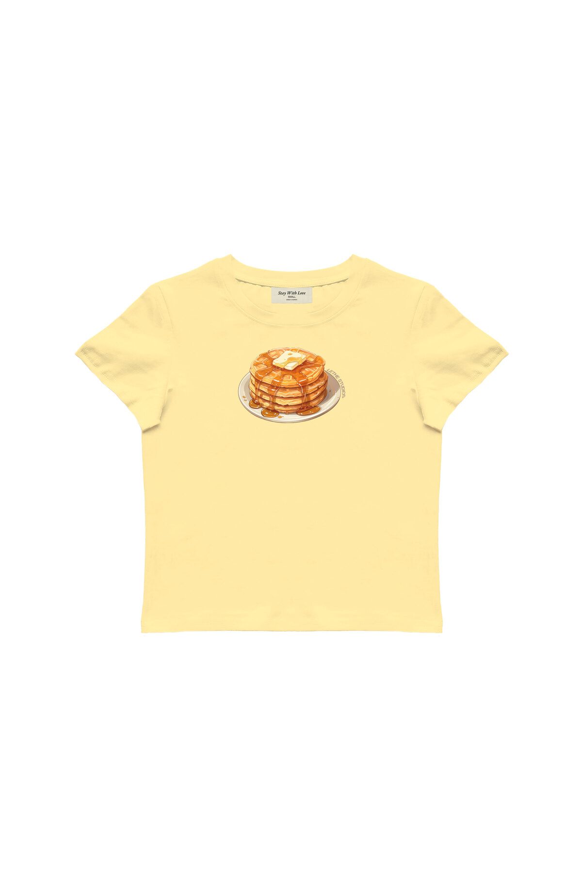 lethestudios Waffle Baskılı Baby Tee Crop Top