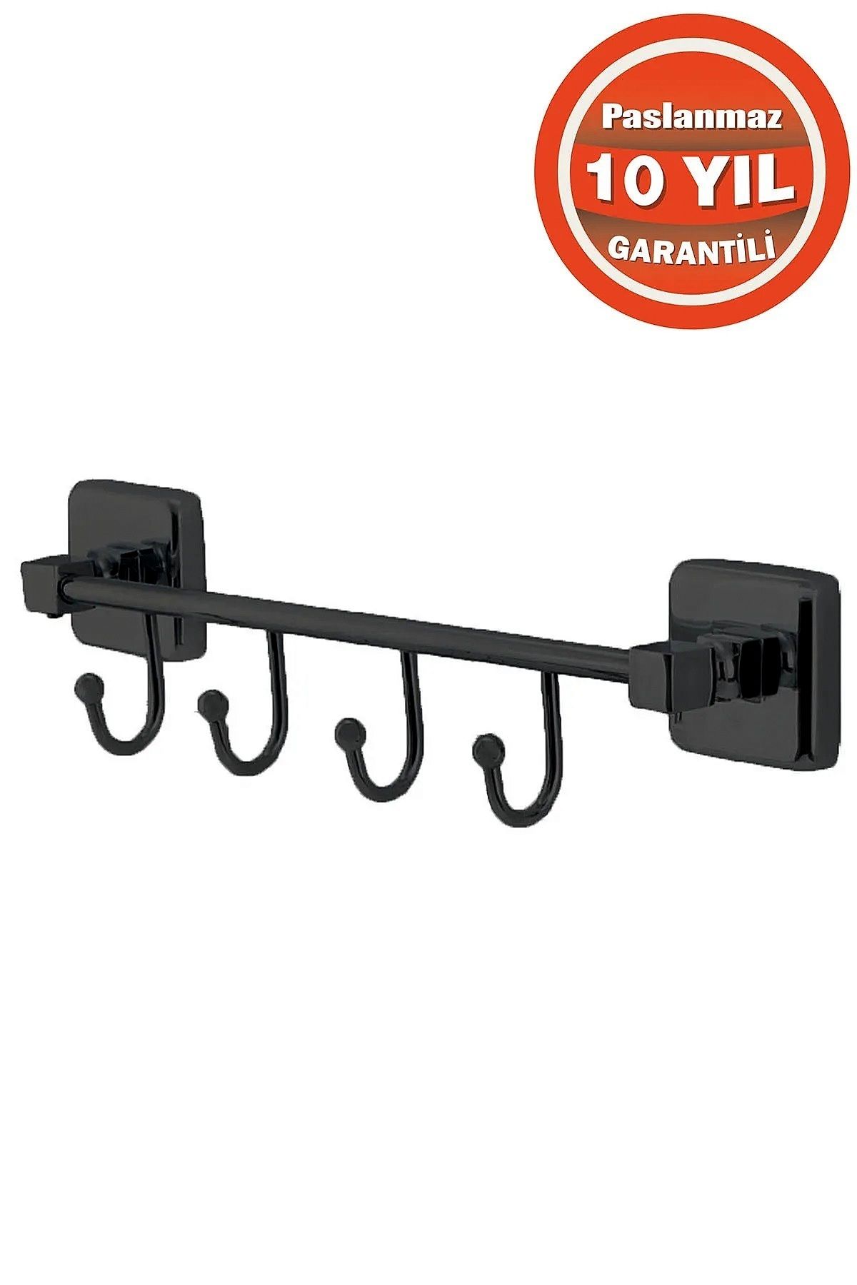ÇELİK BANYO Paslanmaz Pirinç Mat Siyah Kumru 4'Lü Askılık Havluluk Banyo Askısı
