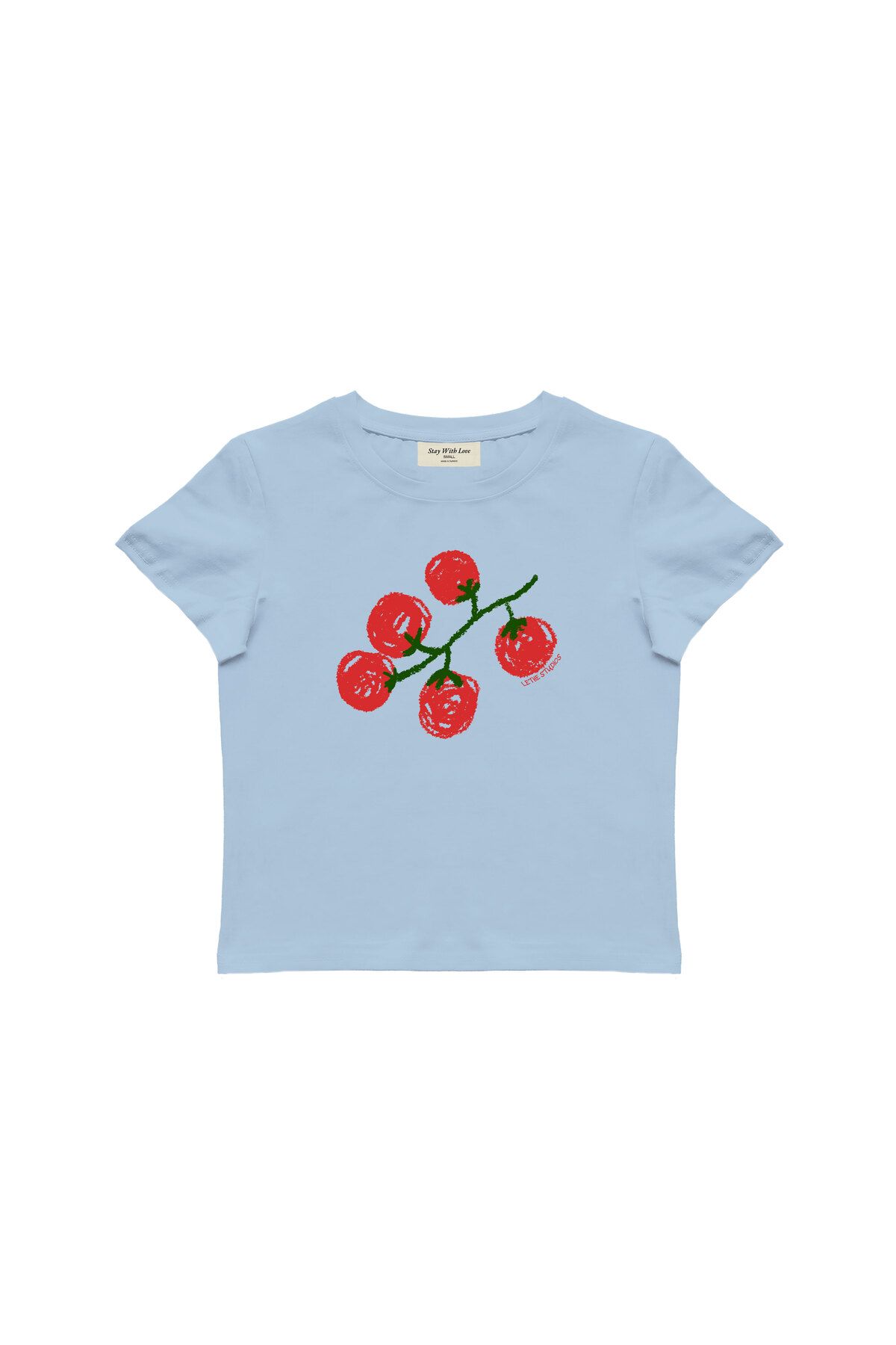 lethestudios Tomatoes Baskılı, Meyve Desenli Baby Tee Crop Top