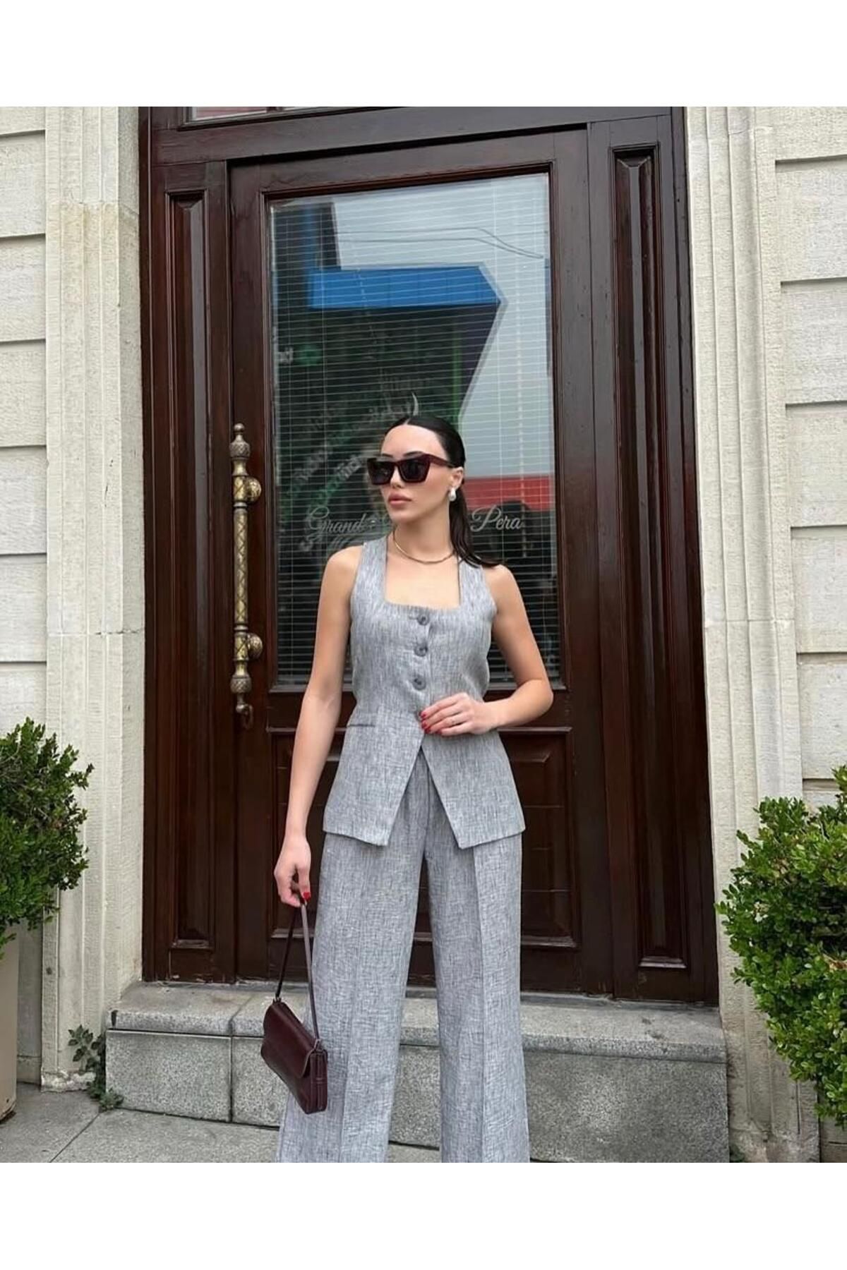Hotfashion BELDEN BAĞLAMALI YELEK TAKIM