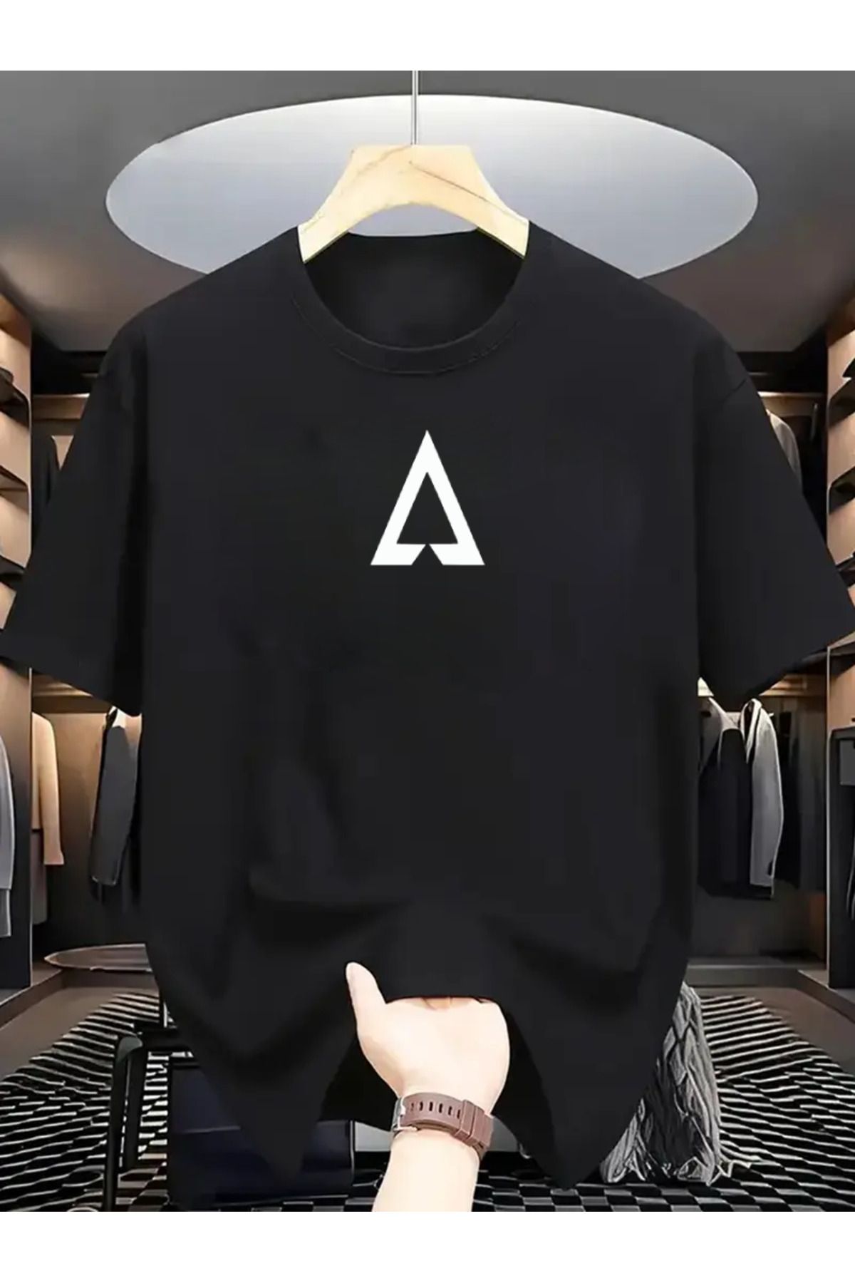 aynewmoda Üçgen Baskılı - Unisex Oversized T-shirt