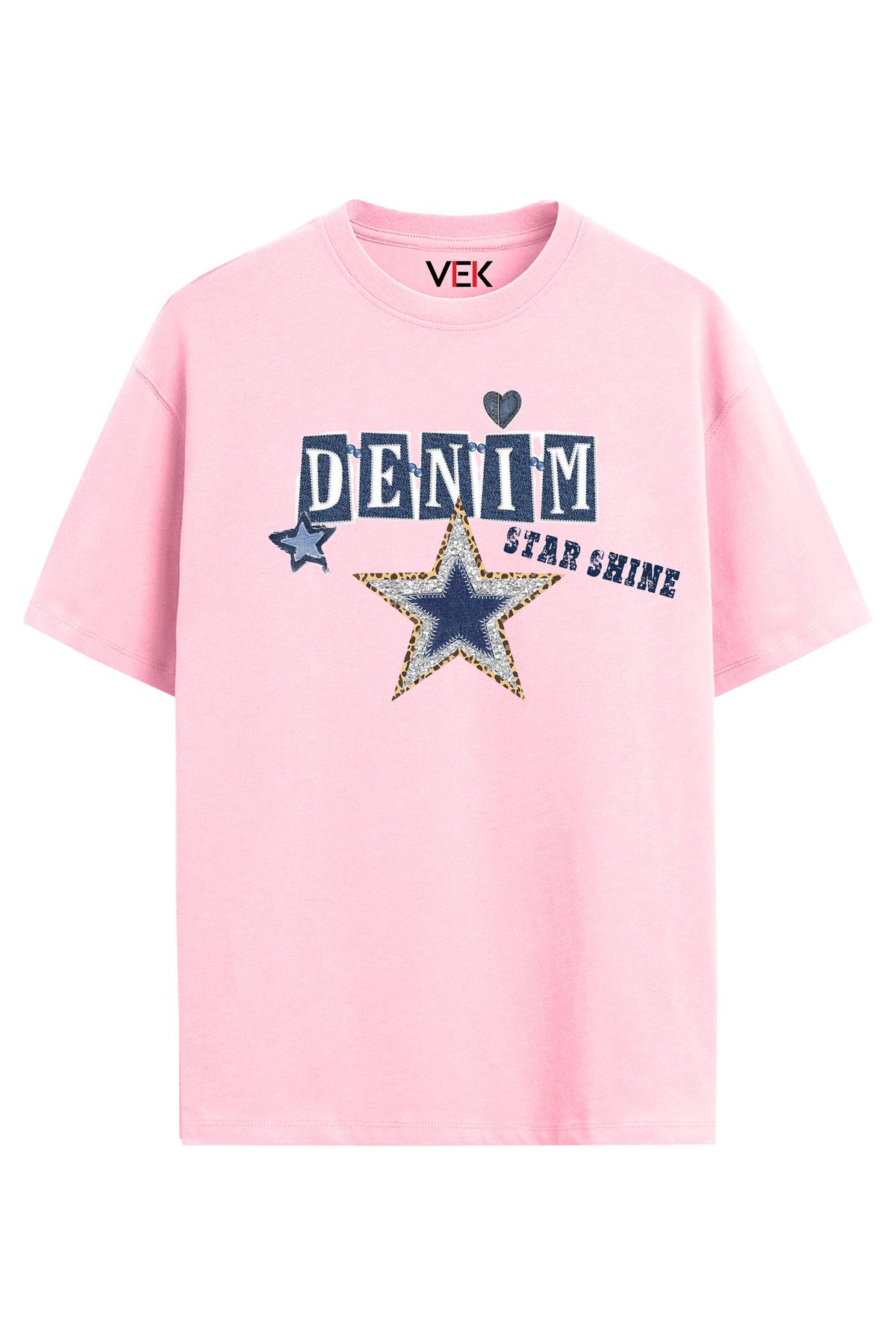 VEK Oversize T-Shirt Kot Görünümlü (Kot İçermez)