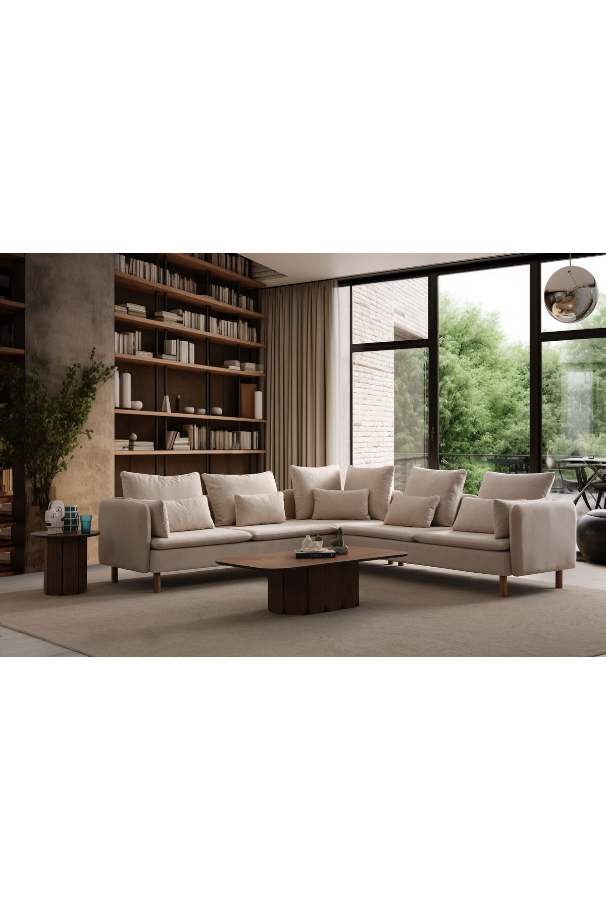 S Home Design Concept Luna Modüler L Köşe Koltuk Takımı Kırık Beyaz Babyface Kumaş Dairenize Teslim