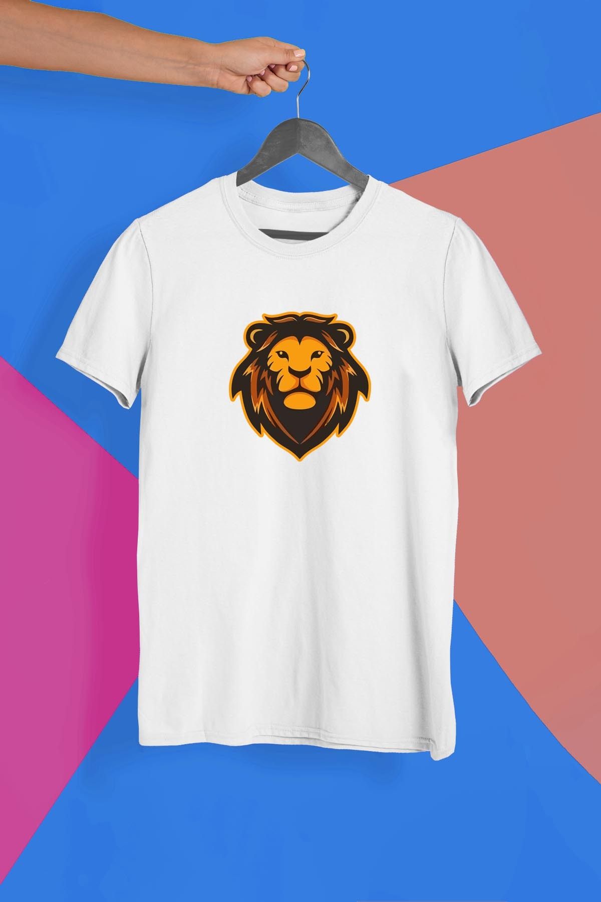 362BASKI Aslan Vektörel Çizim Baskılı Tshirt