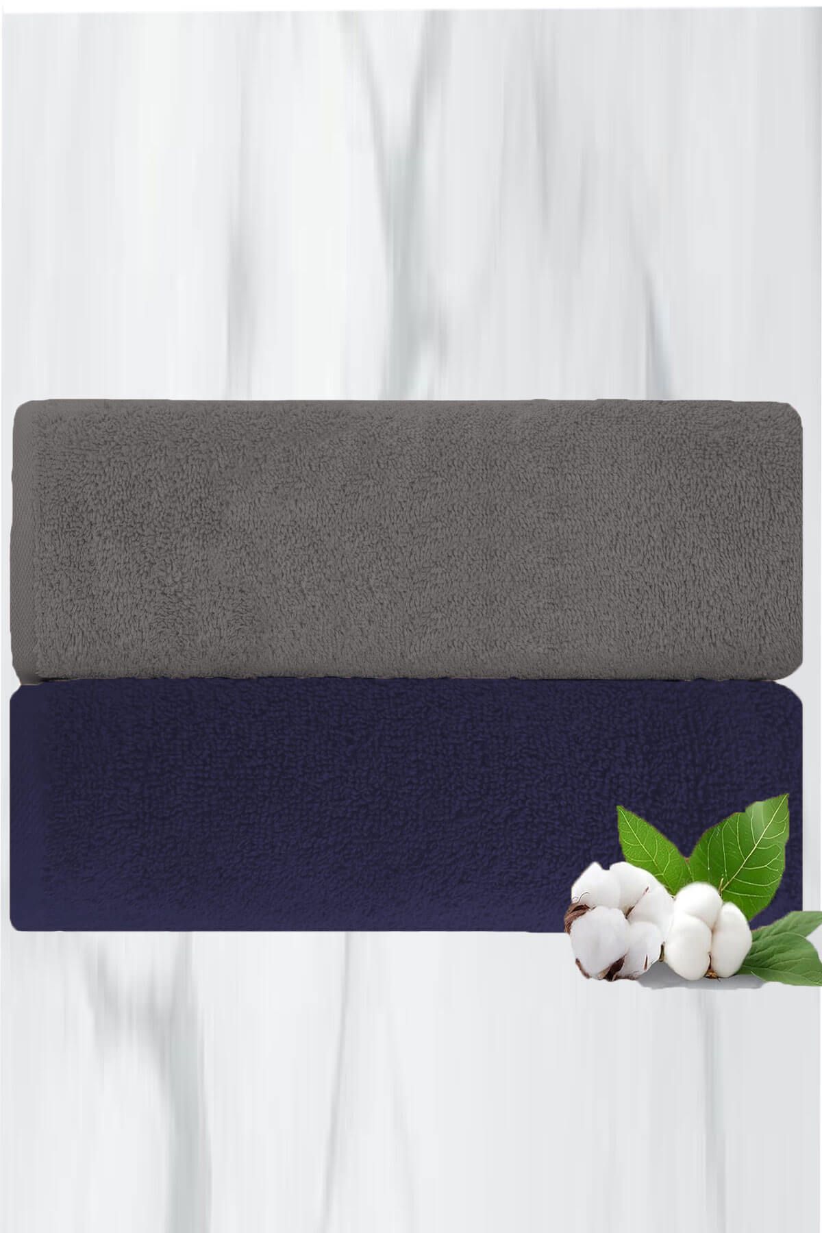 Mira Home 2 li Lüks El Yüz Havlu Seti 50x90 Cm %100 Pamuklu Gramajlı Grinja