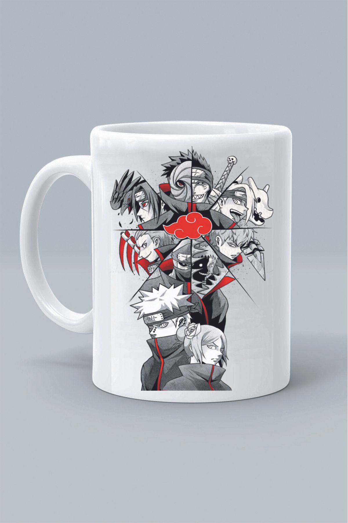 Olympus plus AKATSUKİ ANİME NARUTO KARAKTER TASARIM BASKILI BEYAZ KLASİK KUPA BARDAK