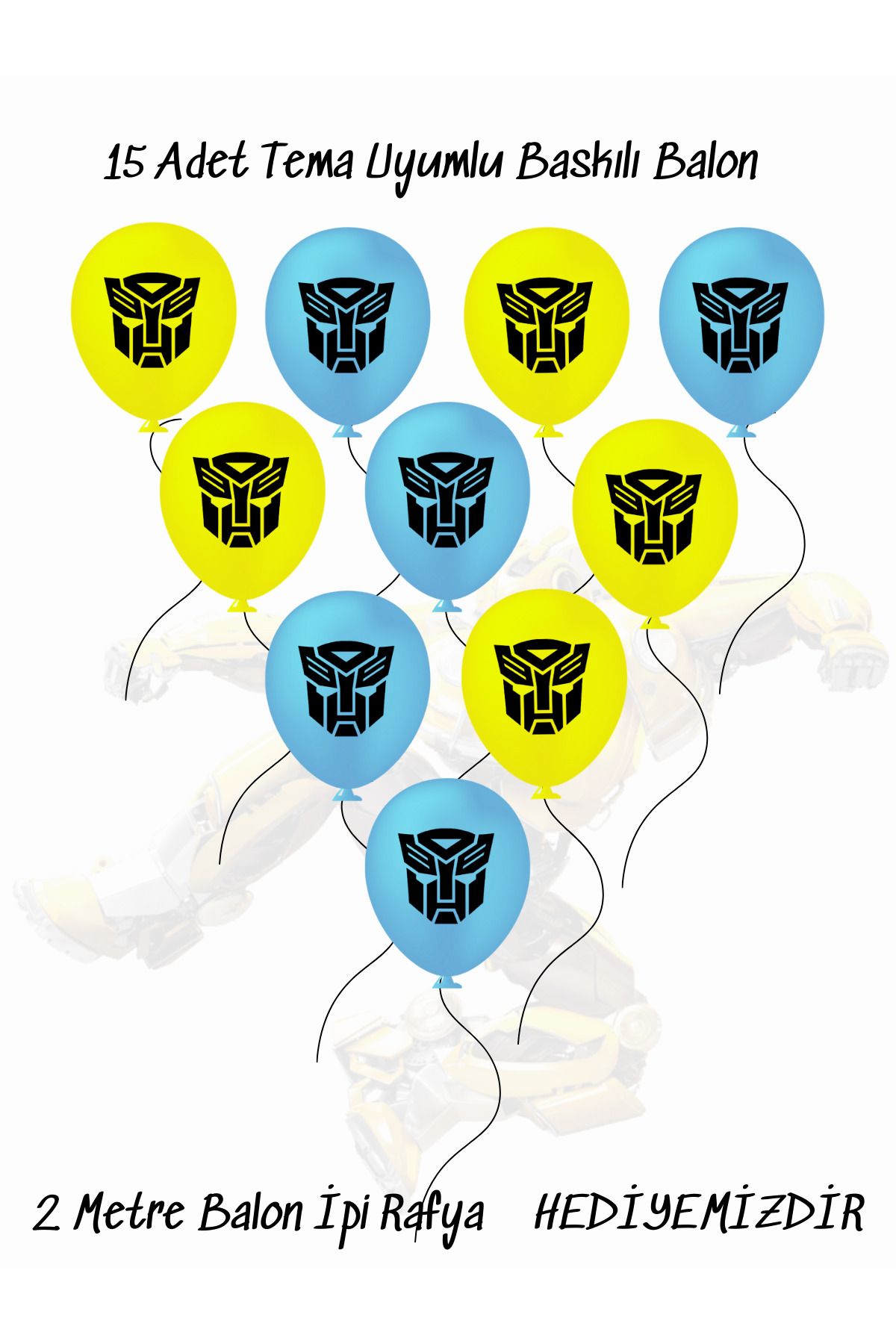 snowparty Transformers Bumblebee Tema Uyumlu Doğum Günü Parti Balonu
