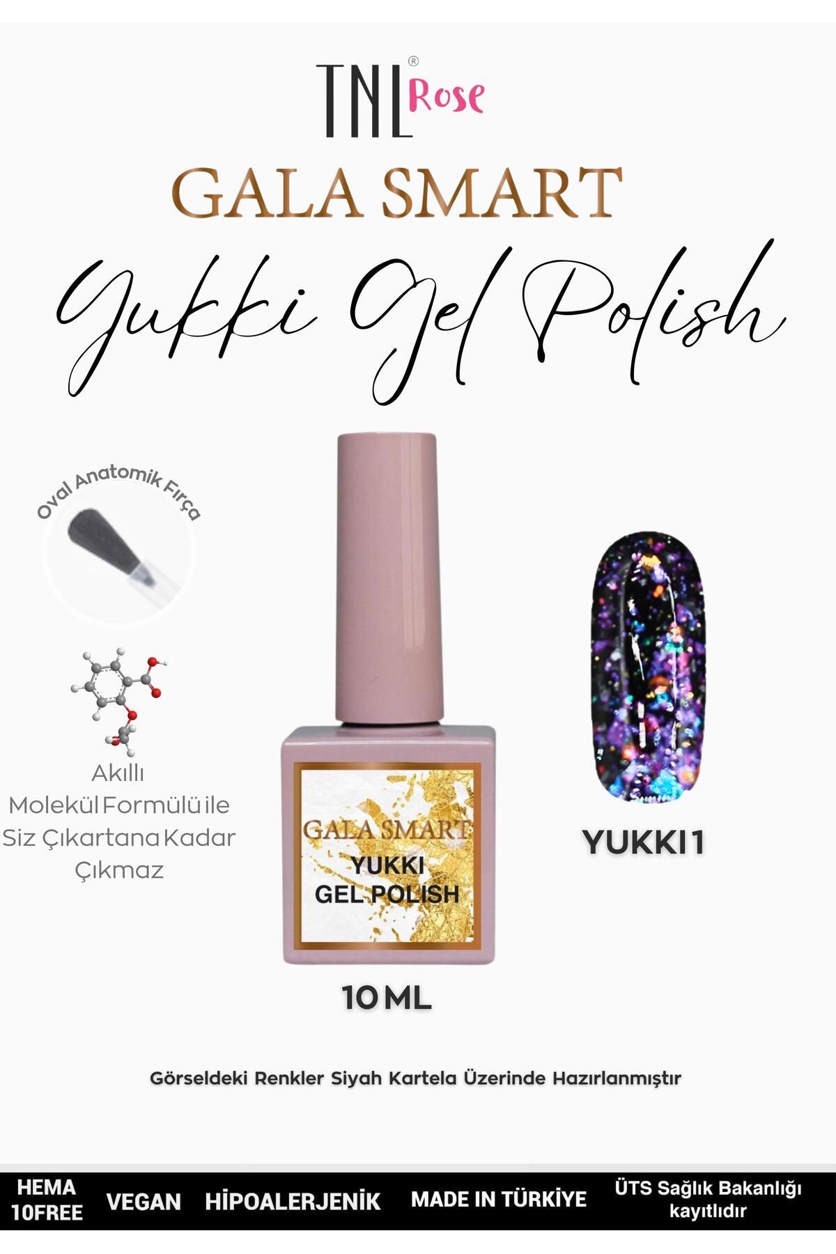 gala smart Tnl Rose Gala Smart Yeni Seri Kalıcı Oje 10 Ml Şeffaf Zemin Parçacıklı Kalıcı Oje Y1