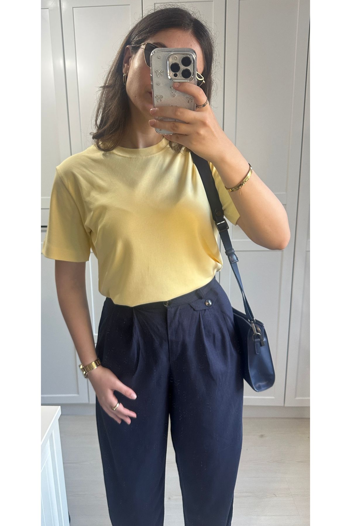 Tasarım Kısa kol düz tshirt limon sarısı