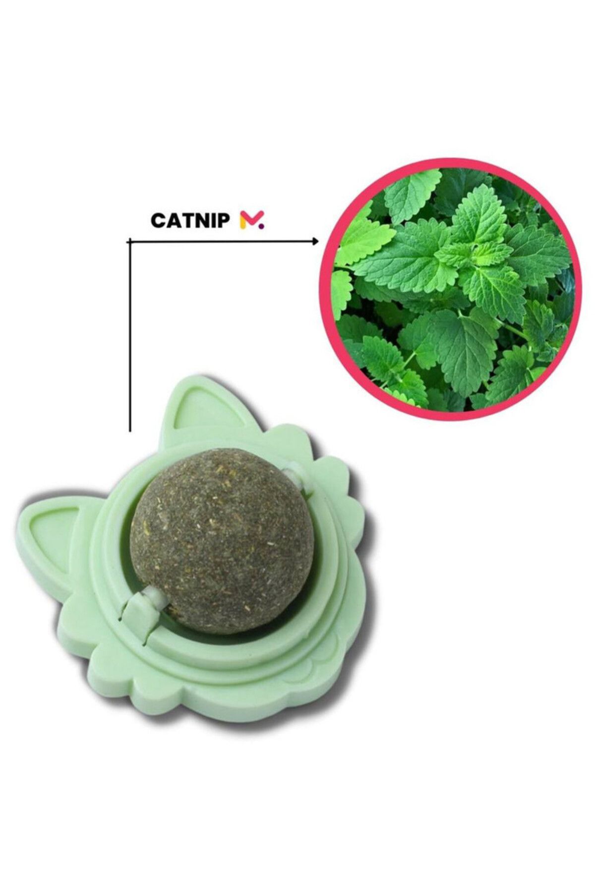 Evelise Jucărie Interactivă Pentru Pisoi Cu Bilă Rotativă La 360° Din Iarbă Catnip Pentru Curățarea Dinților, 5,5 L - One Size