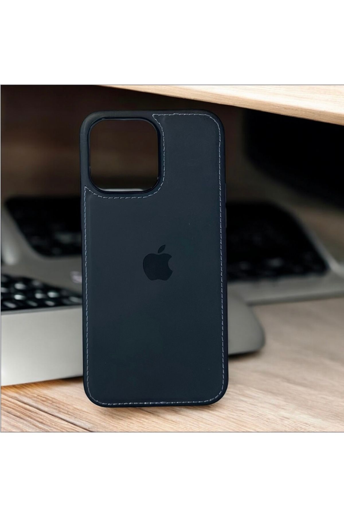 shop İPhone 14 Pro Max Deri Logolu Kılıf