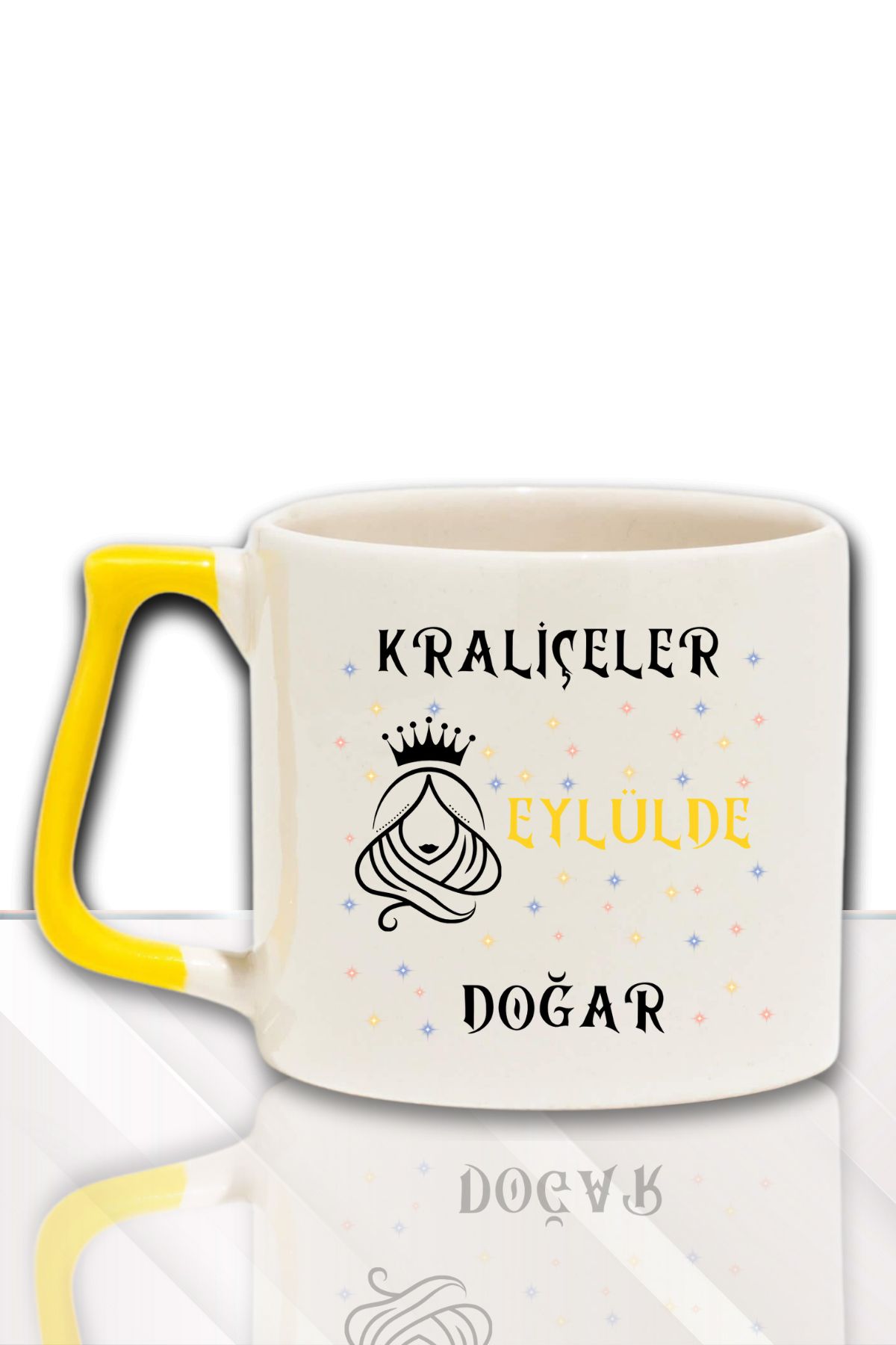 qoeuyl boutique Kraliçeler Bu Ayda Doğar Baskılı Arkadaş, Sevgiliye Doğum Günü Hediyelik Renkli Kulplu Kupa Bardak