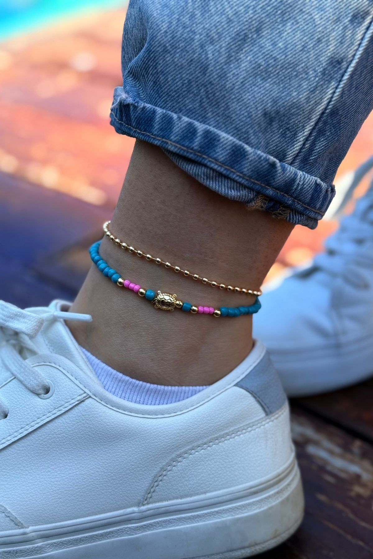 Trendy Butik Kaplumbağa Detaylı Halhal Kombini (2 Adet)
