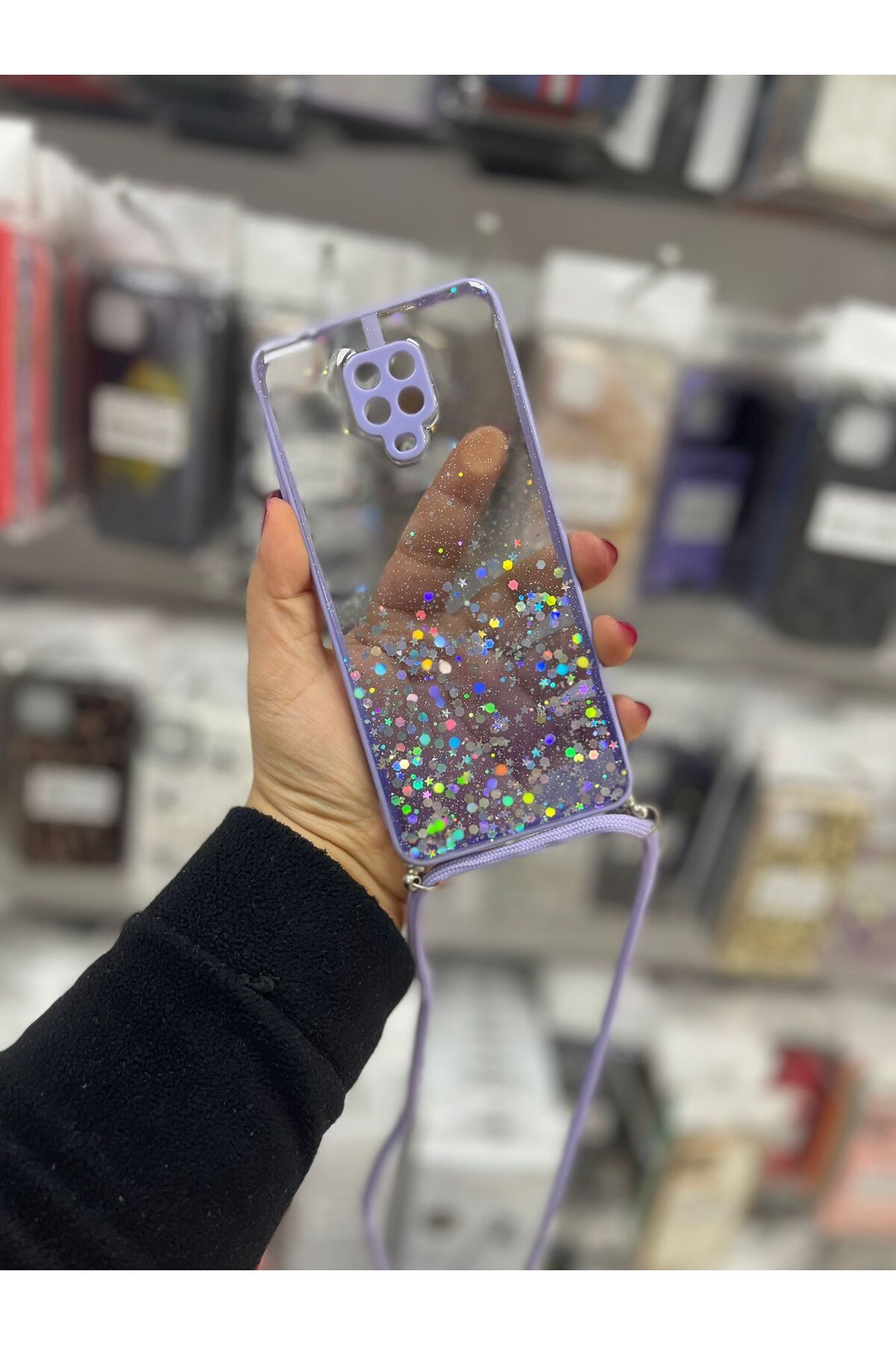 TECNOTREND Redmi Note 9 Pro/Note 9s Uyumlu simli ipli şeffaf silikon kılıf