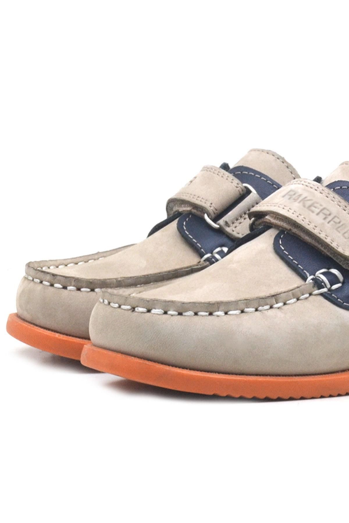 Rakerplus-Simurg Genuine Leather Navy Blue Sand Color Boys' Shoes 6