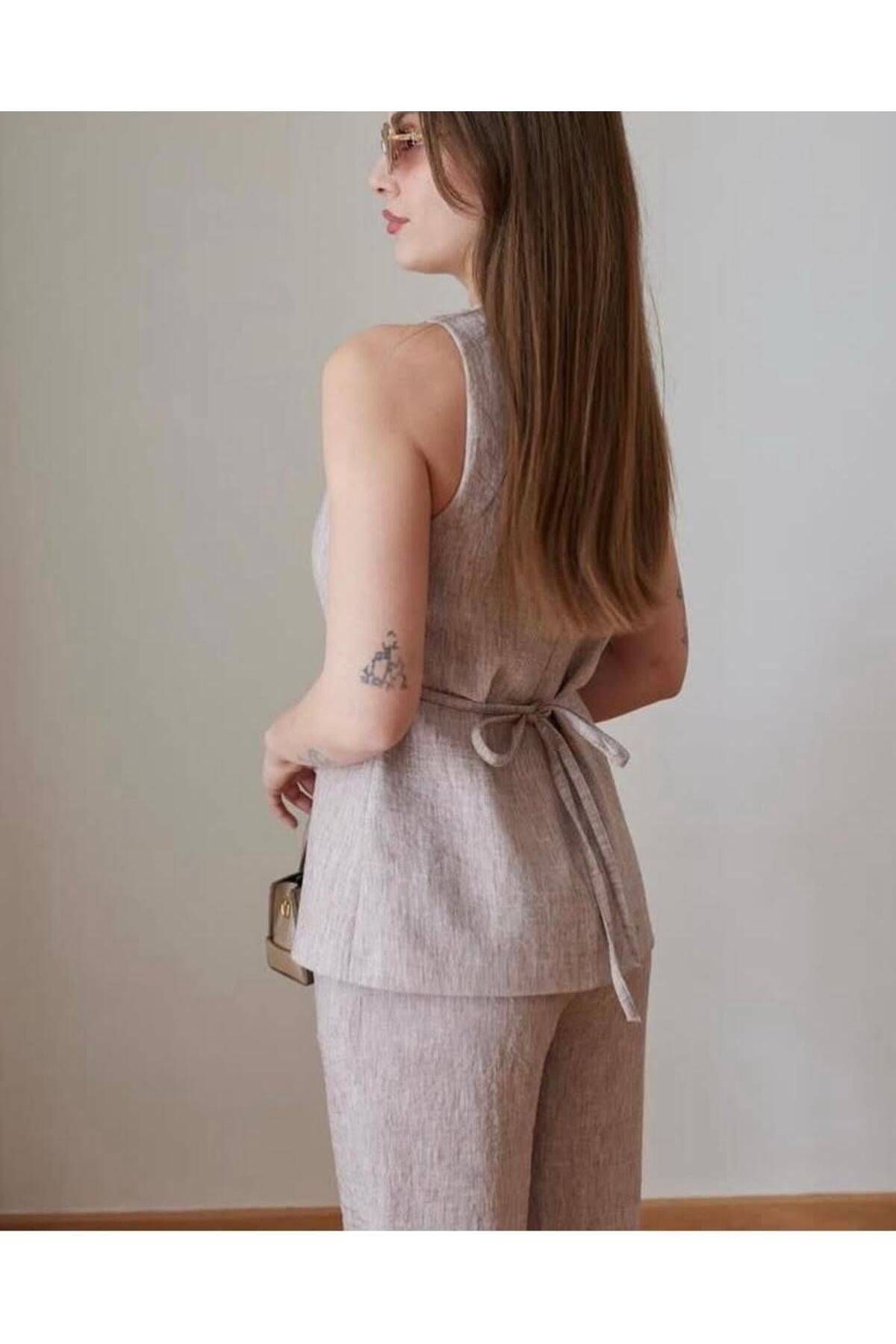 Hotfashion BELDEN BAĞLAMALI YELEK TAKIM