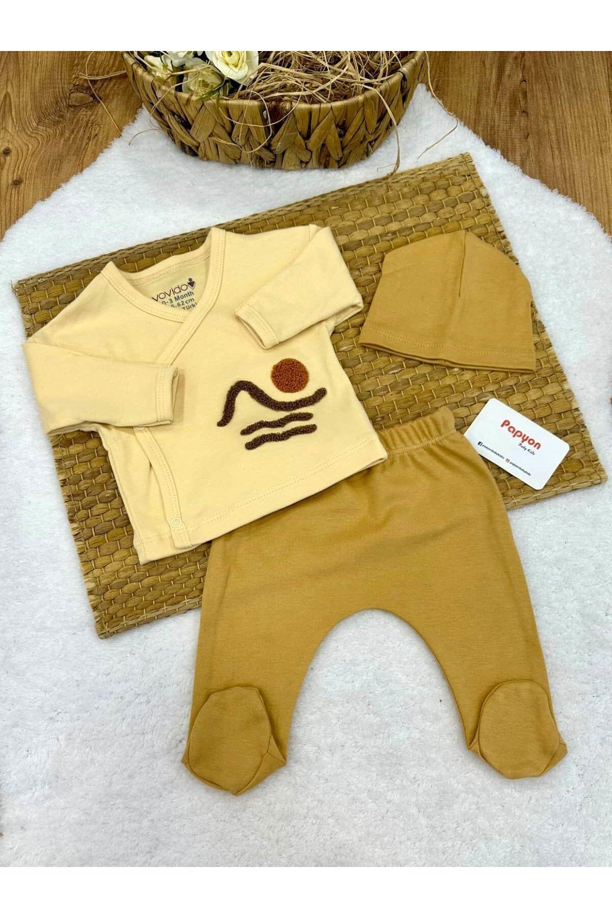 Papyon Baby Kids Süzene Nakışlı Yenidoğan Erkek Bebek 5li Zıbın Set