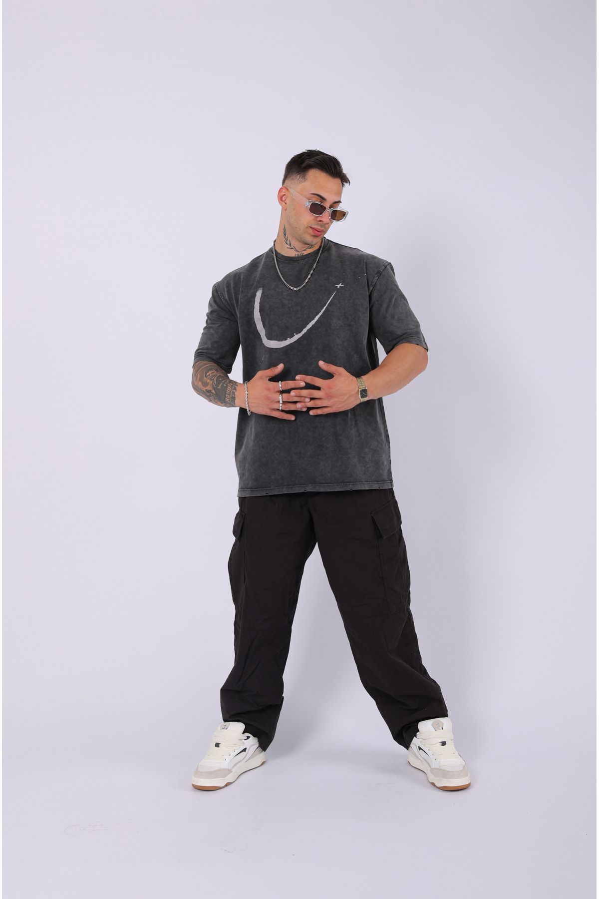 Lescho UNISEX ÖZEL YIKAMALI OVERSIZE T-SHIRT