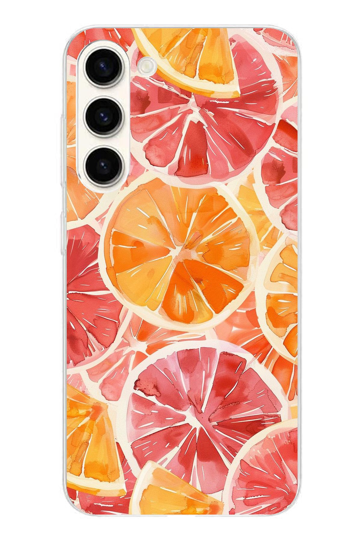 TechTree Samsung Galaxy S24 PLUS Uyumlu Portakal Sulu Boya Şeffaf Silikon Kılıf