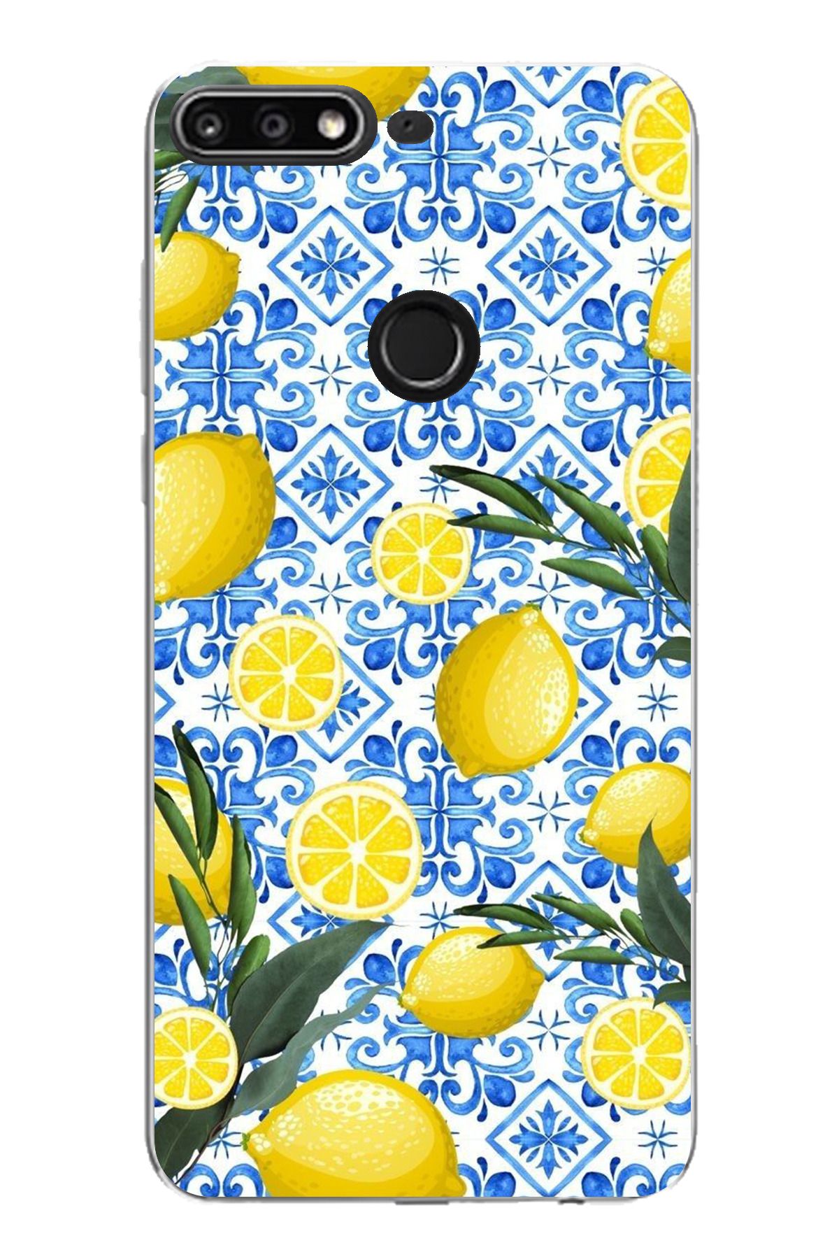 TechTree Huawei Y7 2018 - Honor 7C Uyumlu Limon Sulu Boya Şeffaf Silikon Kılıf